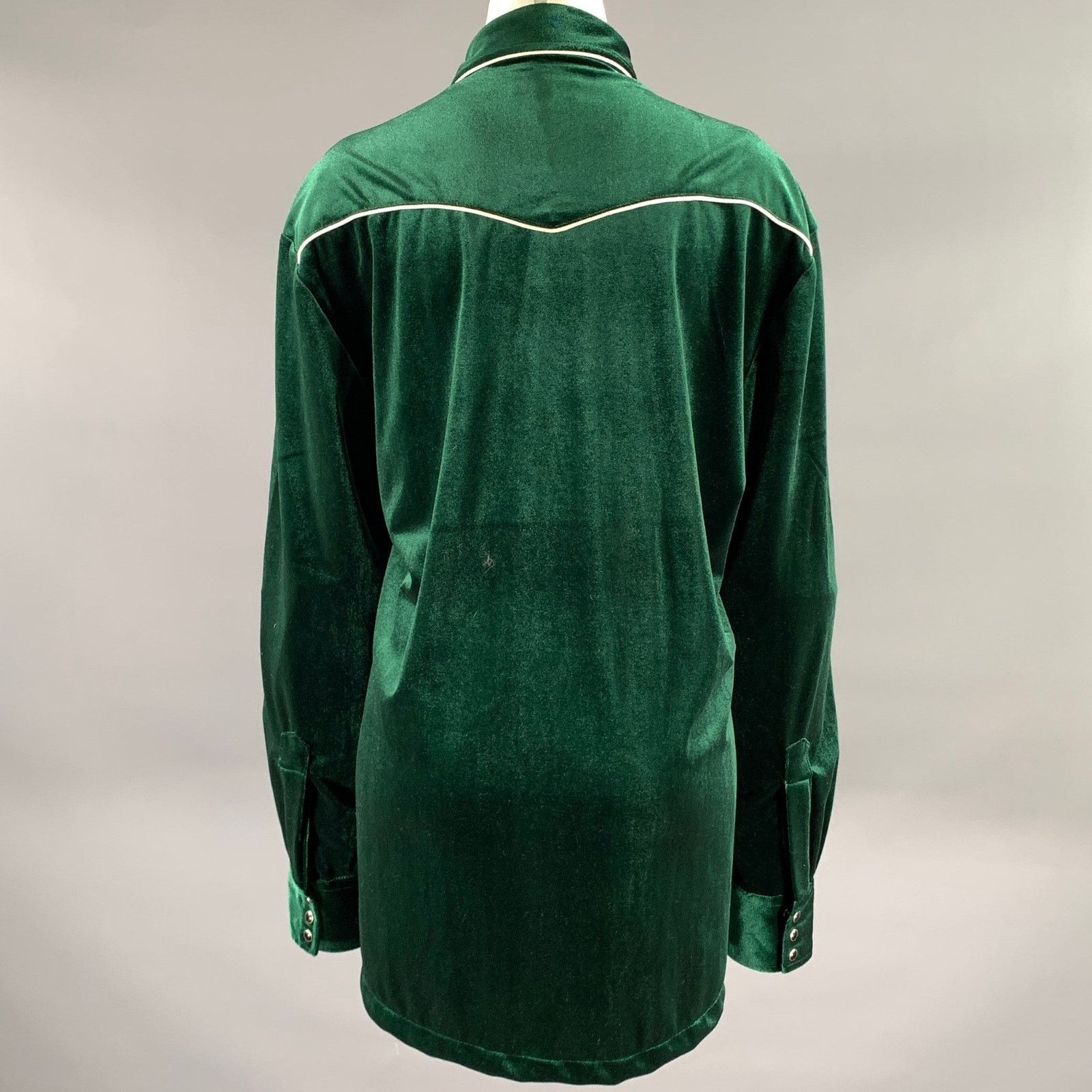Phix Clothing PHIX Size XL Green Emerald Polyester Velvet Western Shirt Size XL / US 12-14 / IT 48-50 - 4 Thumbnail
