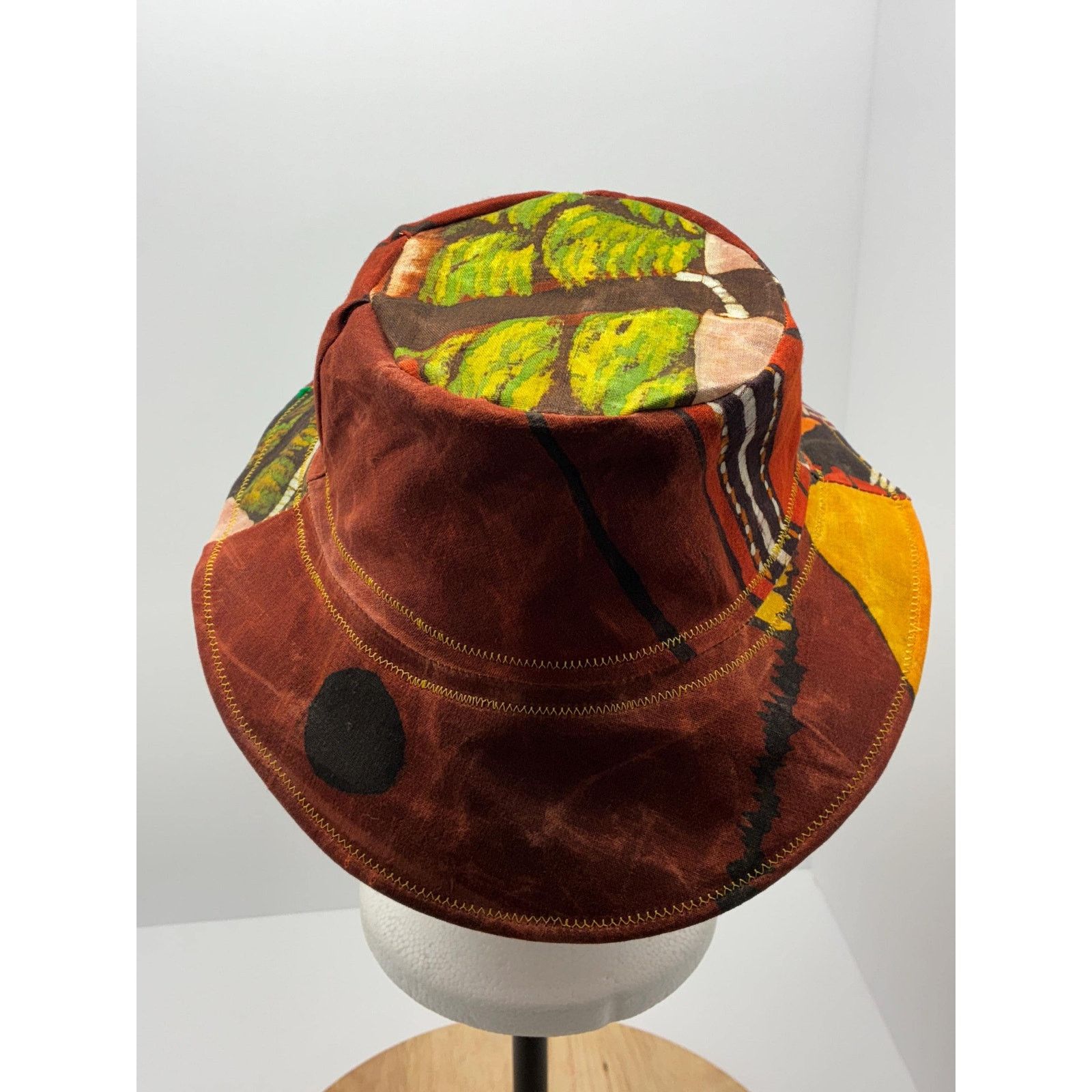 Other Waxed Cotton Bucket Hat Medium | Upcycled Painted Fabric Size ONE SIZE - 4 Thumbnail