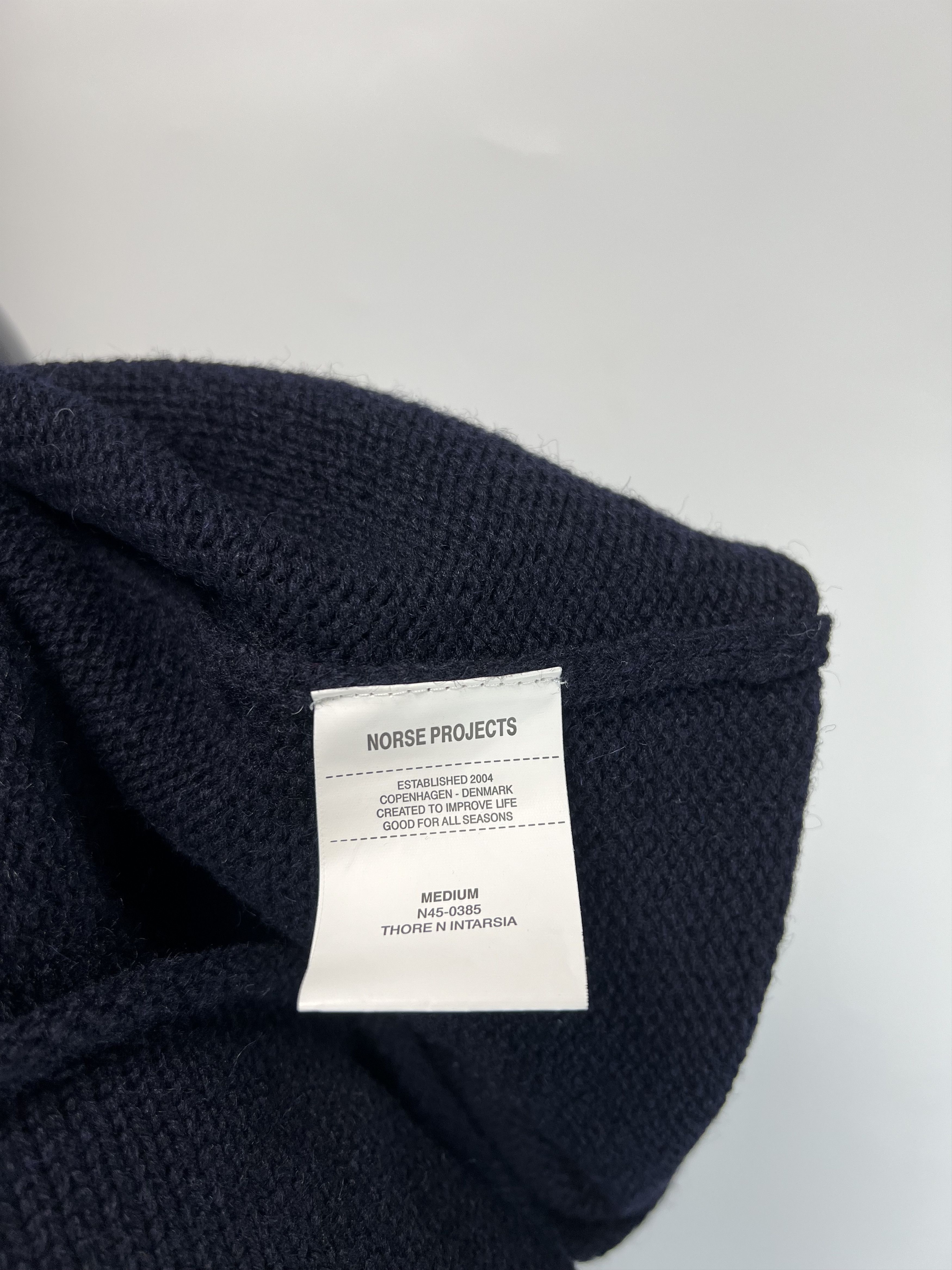 Norse Projects ‘Thore N Intarsia’ 100% Wool Knitted Sweater Big Logo Size US M / EU 48-50 / 2 - 16 Thumbnail