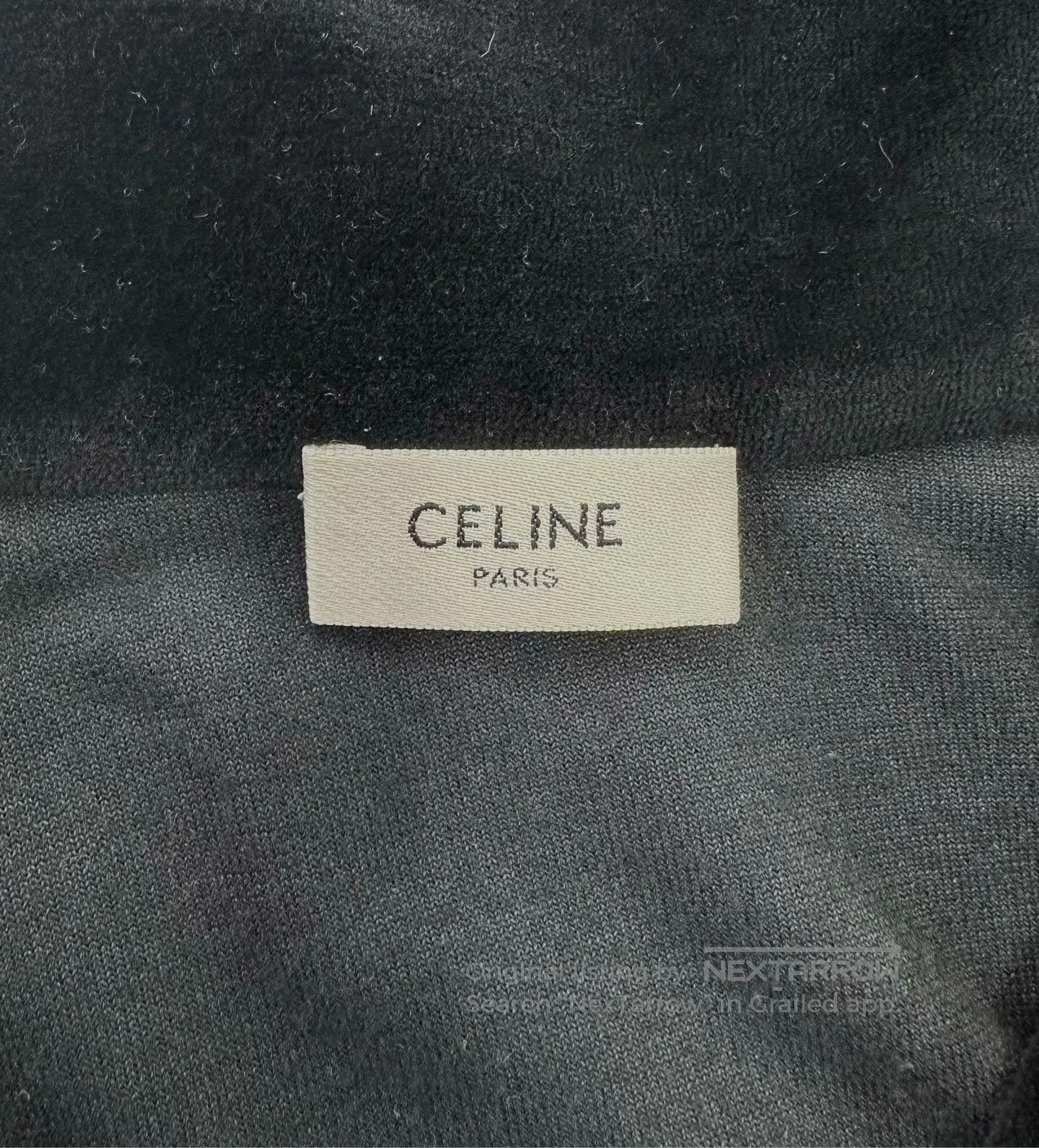 Celine CELINE Black embroidered small logo velvet zipper jacket| Size S / US 4 / IT 40 - 3 Thumbnail
