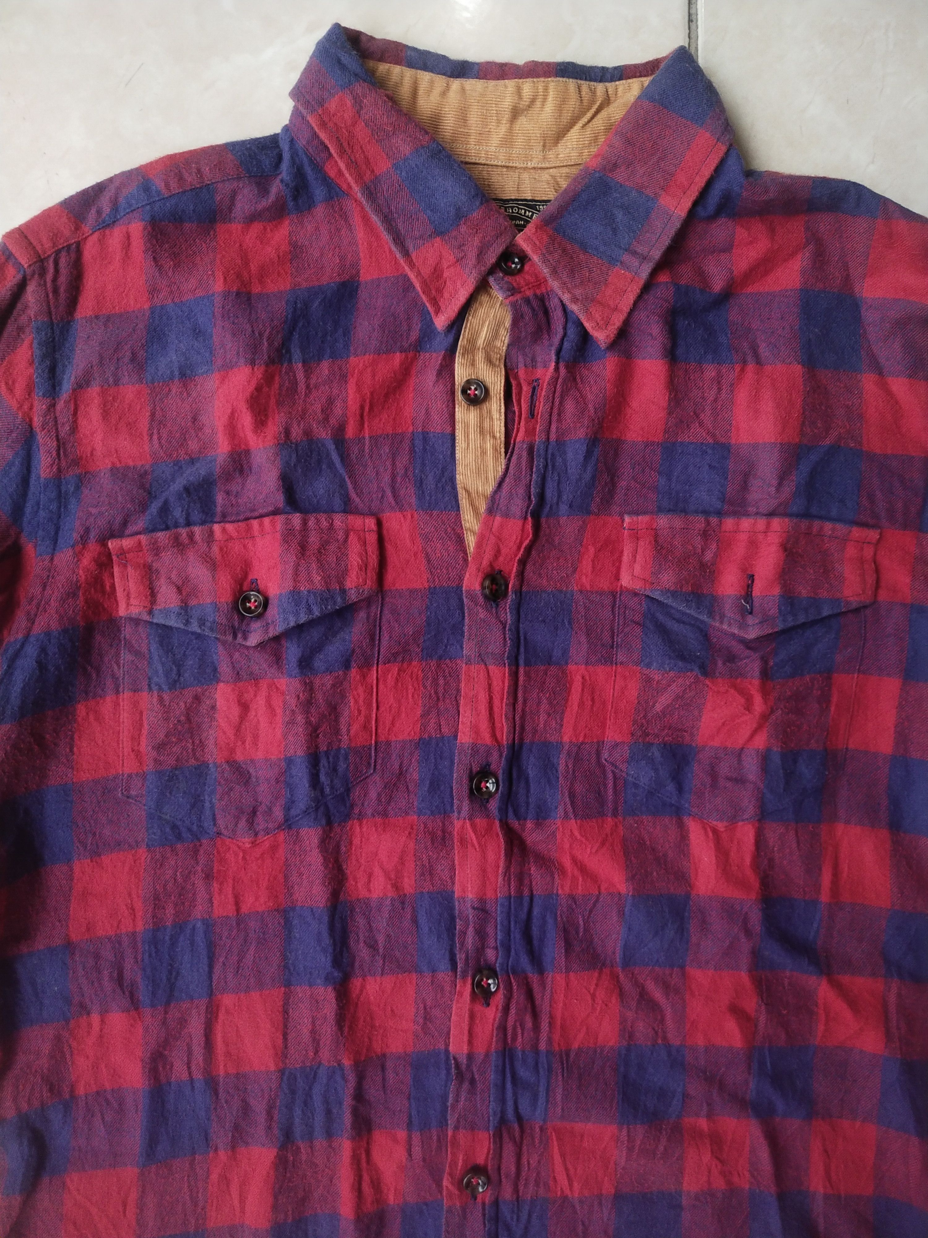 291295=Homme Vintage 291295=HOMME Red Blue Checkered Flannel Shirt Japan Size US M / EU 48-50 / 2 - 2 Thumbnail