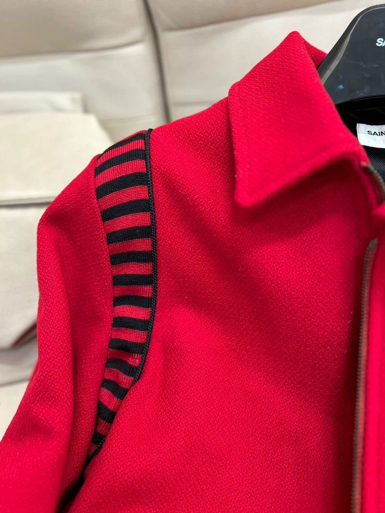 Saint Laurent Paris Saint Laurent Paris 16 FW Red Knit Stripe Teddy jacket Size US M / EU 48-50 / 2 - 4 Thumbnail