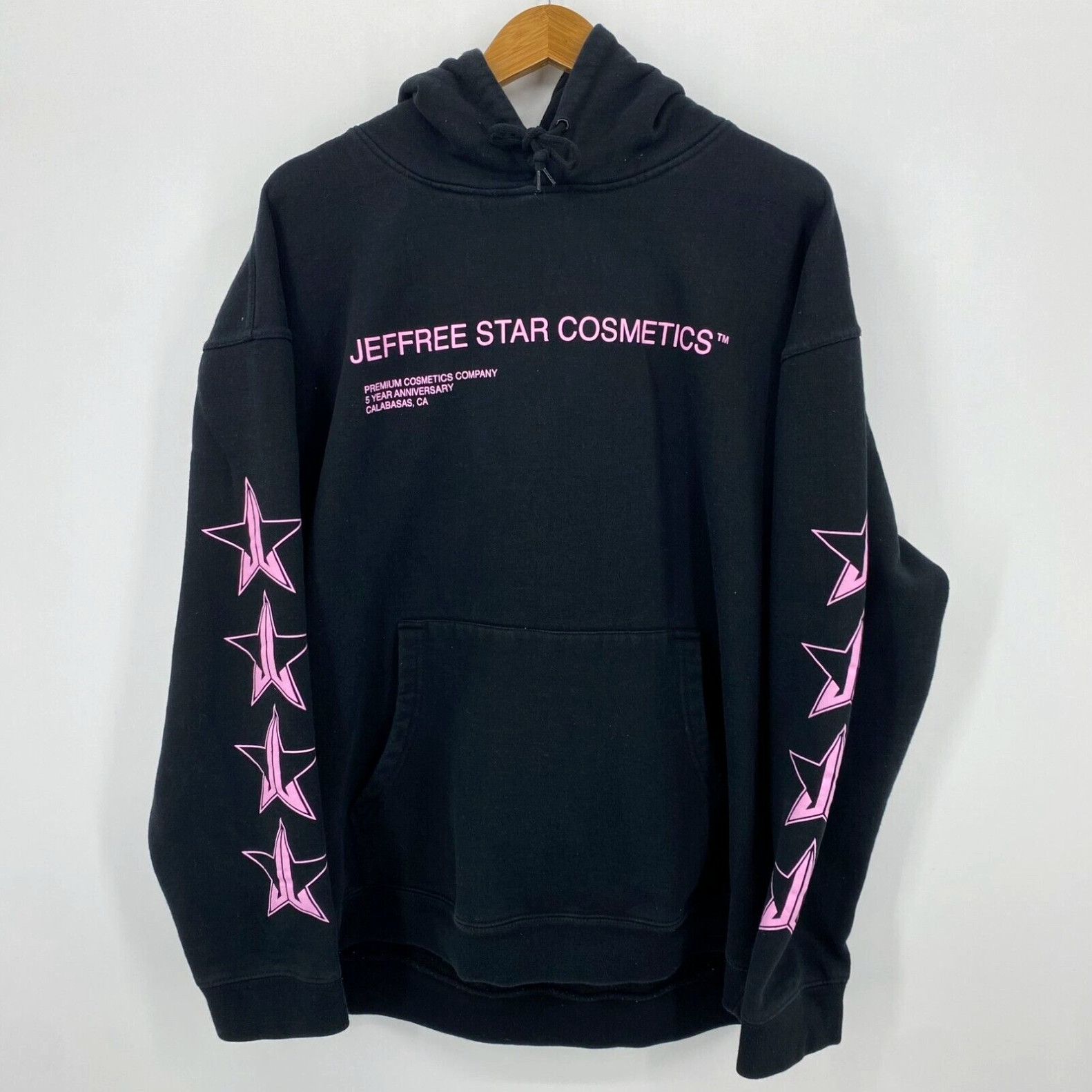 Vintage Jeffree Star Cosmetics Hoodie Adult XL Black Pink 5 Year Anniversary Calabasas Grailed