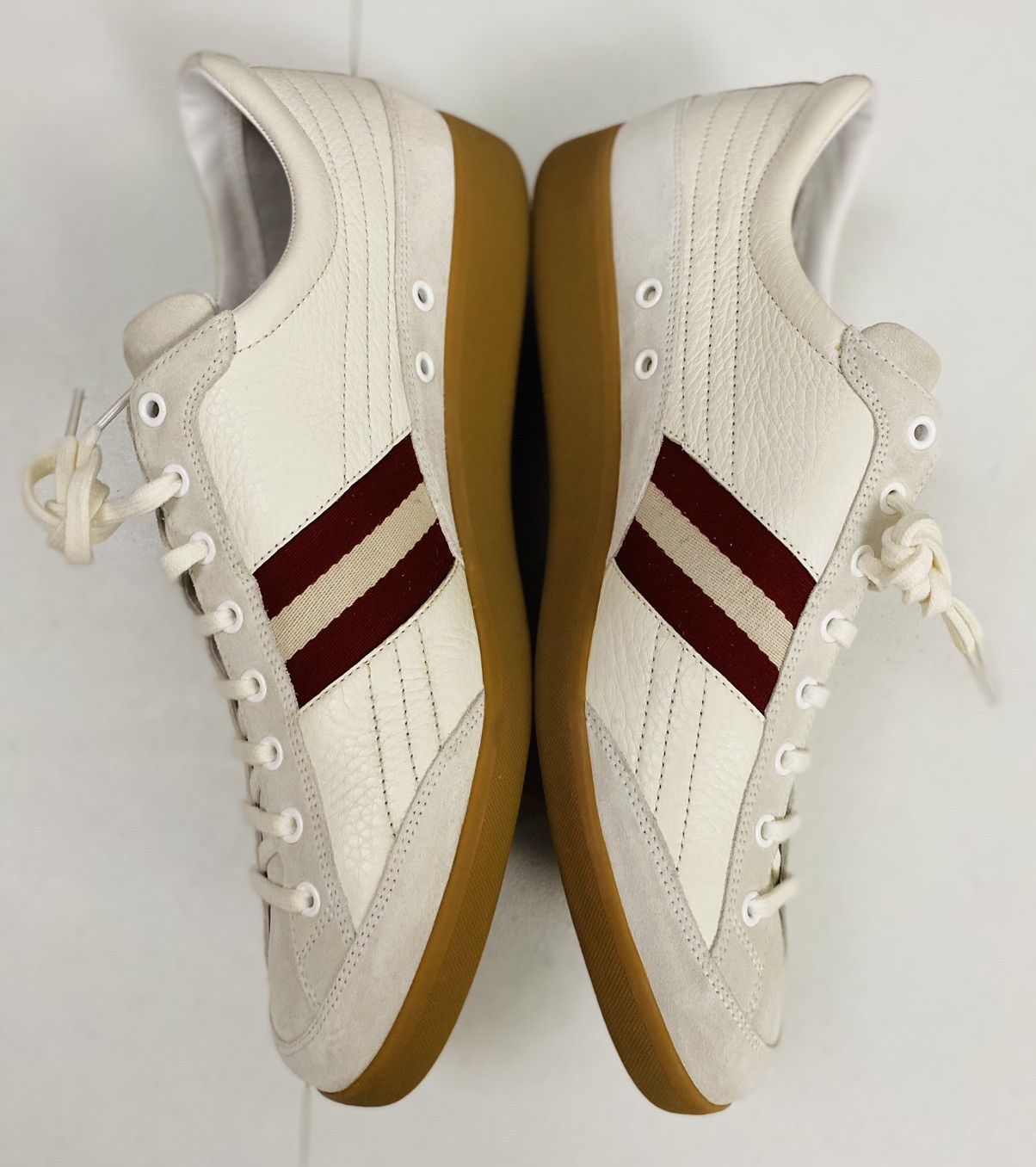 Bally Bally White/Cement Leather/Suede Stripe Nate Sneaker 12 NIB Size US 12 / EU 45 - 10 Thumbnail