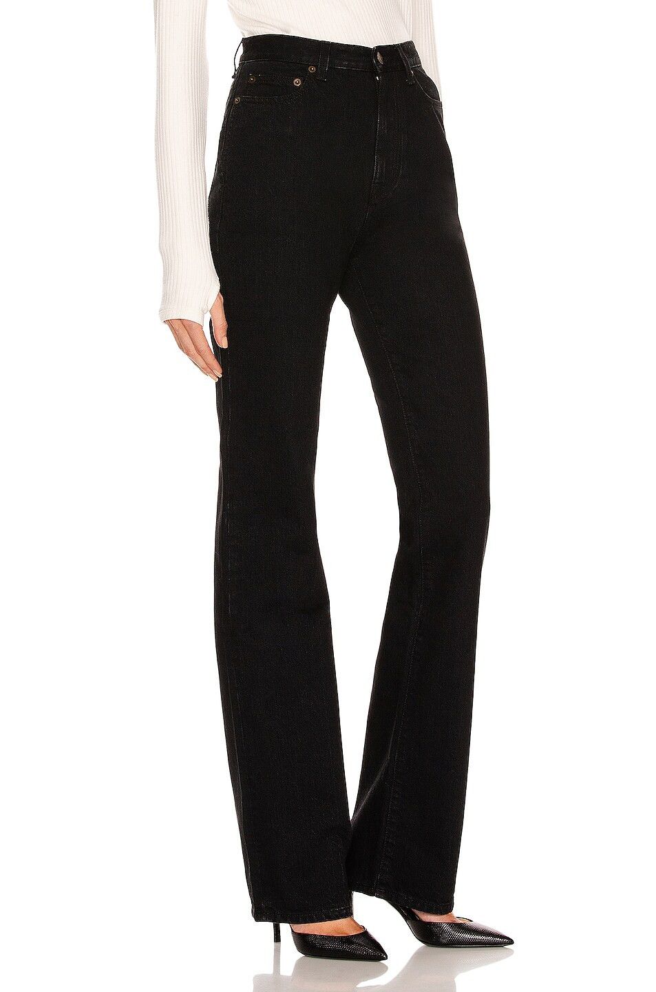 Saint Laurent Paris o1s1wg110924 90's Highwaist Jeans Stonewash Denim in Black Size 28" / US 6 / IT 42 - 2 Thumbnail