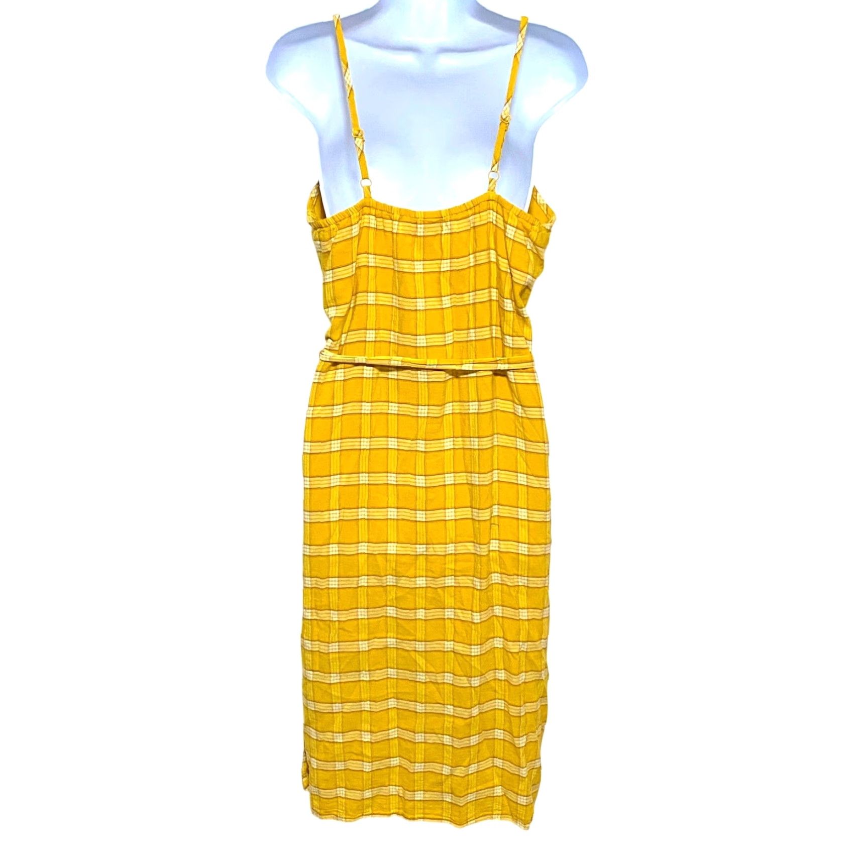 Old Navy Old Navy Yellow Plaid Cami Belted Dress M Women's Midi Sleeveless Sundress Spring Summer Casual Size M / US 6-8 / IT 42-44 - 3 Thumbnail