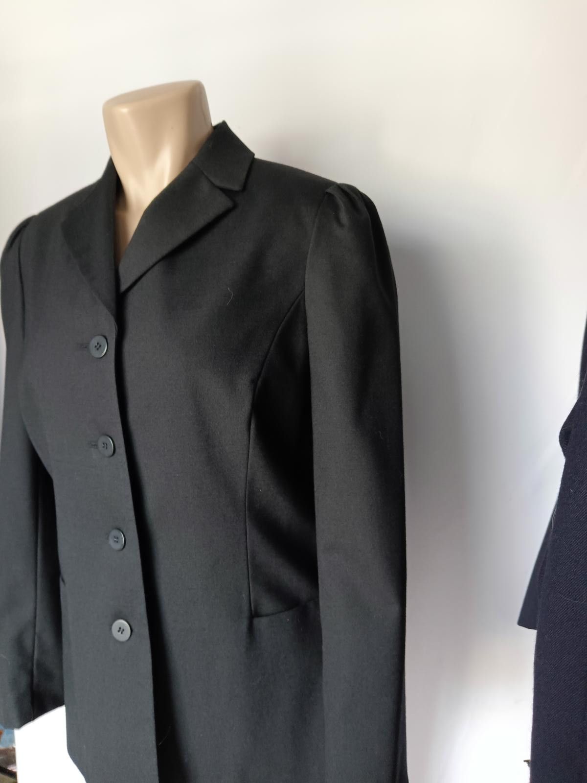 Designer Elegant Black Wool Blend Blazer Size M / US 6-8 / IT 42-44 - 2 Thumbnail