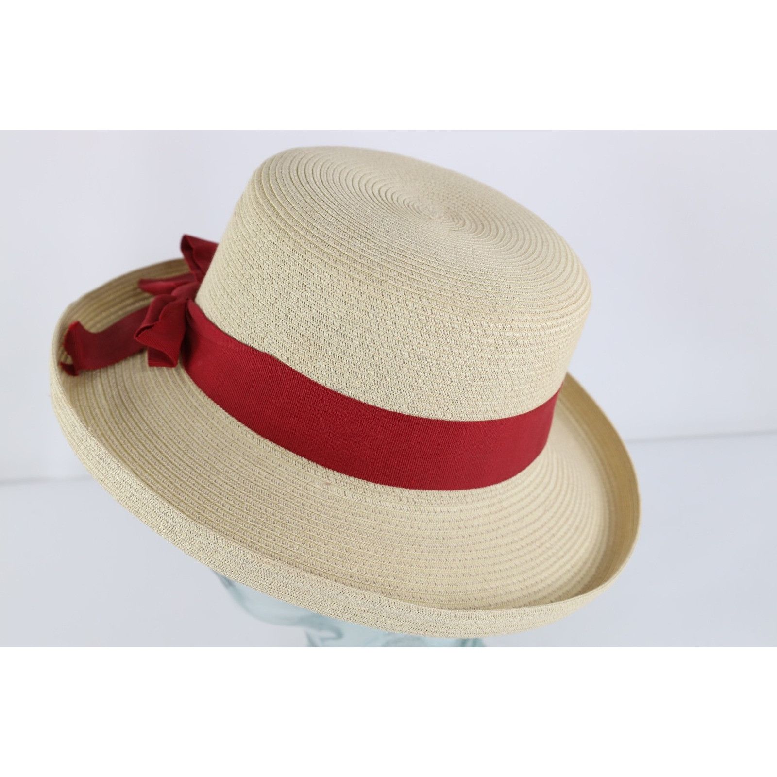 Vintage New Vintage 90s Streetwear Bowtie Straw Boater Skimmer Hat Size ONE SIZE - 3 Thumbnail