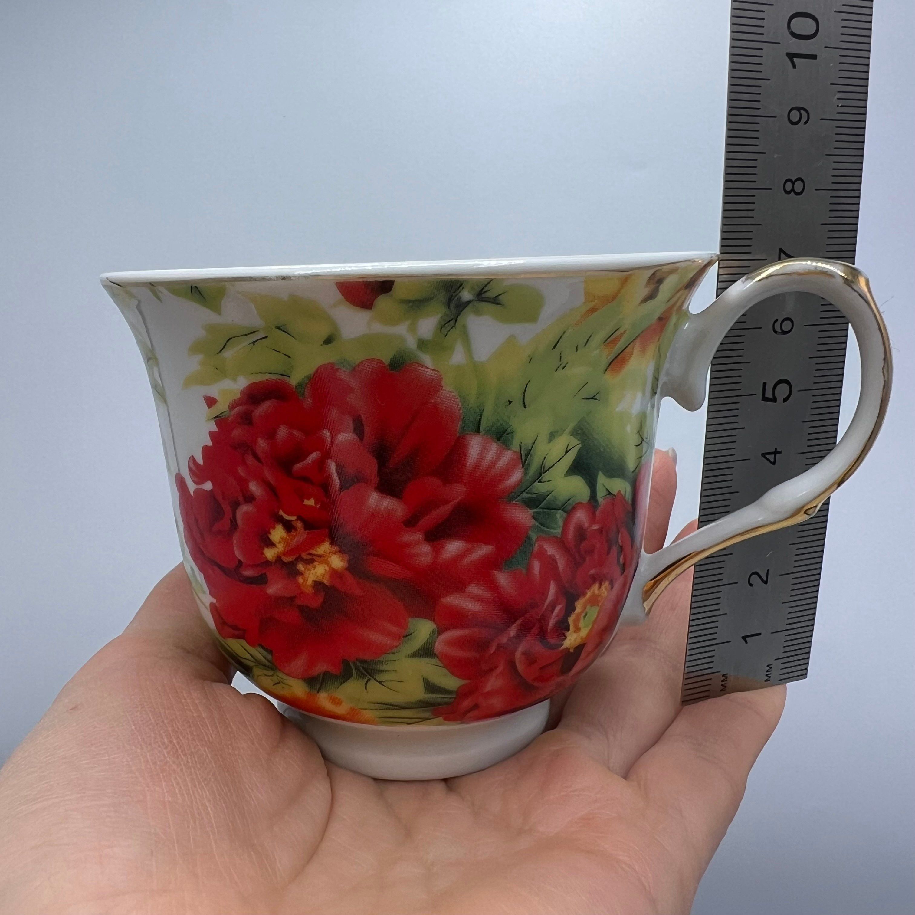 Vintage Vintage Set Cup Saucer Tea Hot Porcelain Stamp Rose Size ONE SIZE - 4 Thumbnail