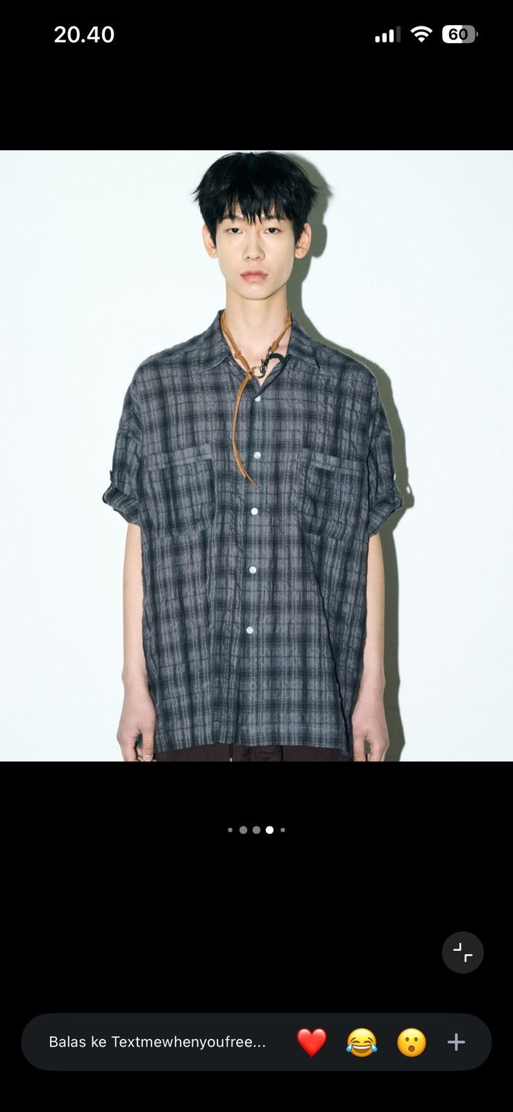 Beams Plus Partimento Wrinkle Check Boxy Roll-Up Half Shirt Dark Navy Size US XL / EU 56 / 4 - 9 Thumbnail