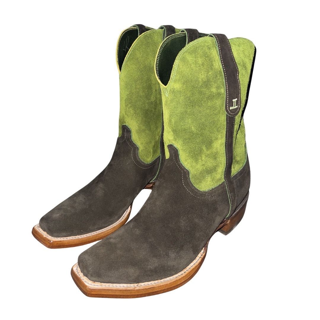 Lucchese Stead Colorblock Olive Leaf Suede Cowboy Roper Boots Western Size US 11 / EU 44 - 1 Thumbnail