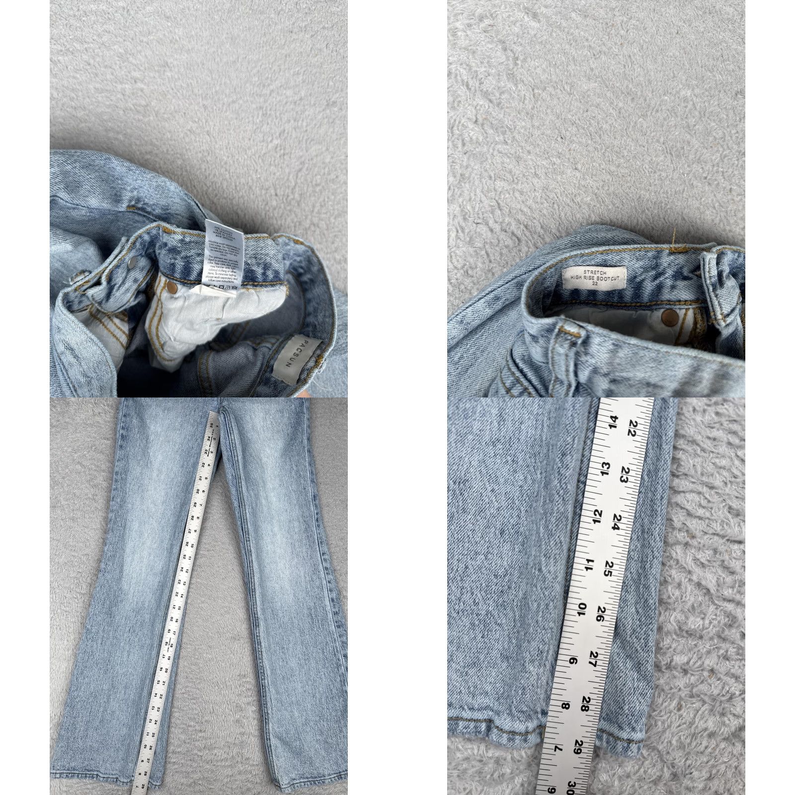 Pacsun PacSun Jeans Womens 22 Light Blue Wash Stretch High Rise Bootcut Denim Zip Fly 5-Pocket Cowboy Womens Size 40" / US 18 - 8 Thumbnail
