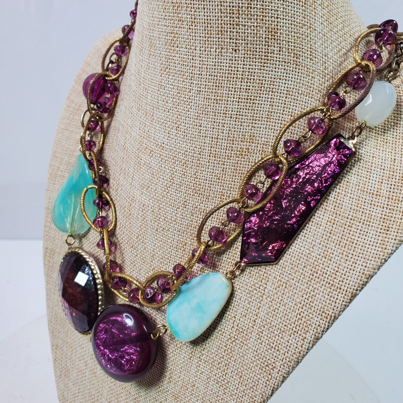 The Unbranded Brand Casual Career Necklace Purple Blue Beaded 22 Inch NOS No Tag Size ONE SIZE - 3 Thumbnail