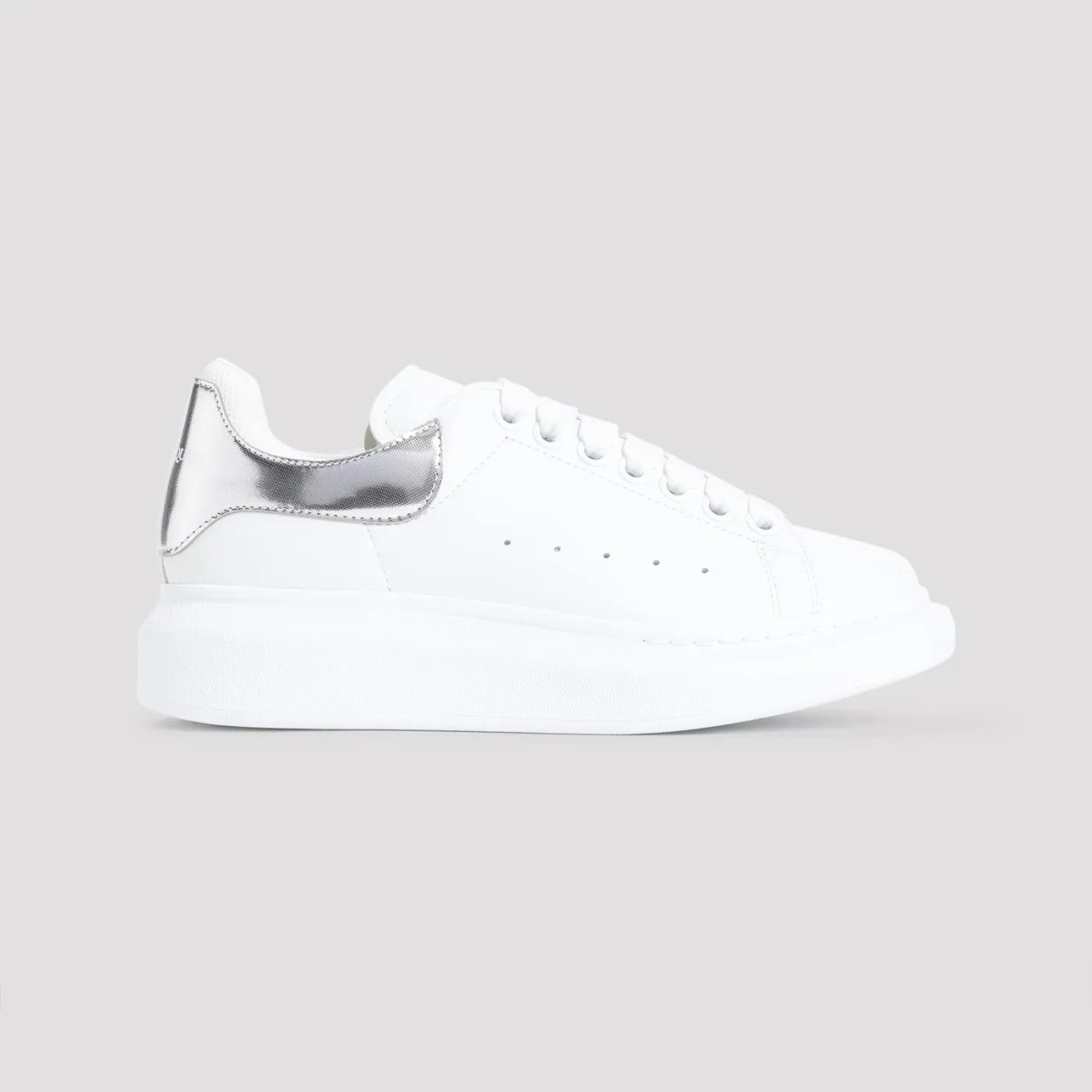 Alexander McQueen o1s22i1n1024 Leather Sneakers in White Silver Size US 10 / IT 40 - 1 Thumbnail