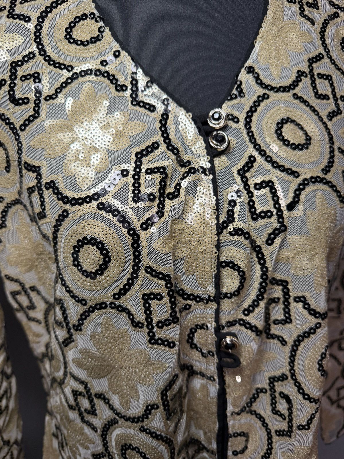 Other VTG Glamorous Geometric Gold & Black Sequin Design Maxi M Size M / US 6-8 / IT 42-44 - 2 Thumbnail
