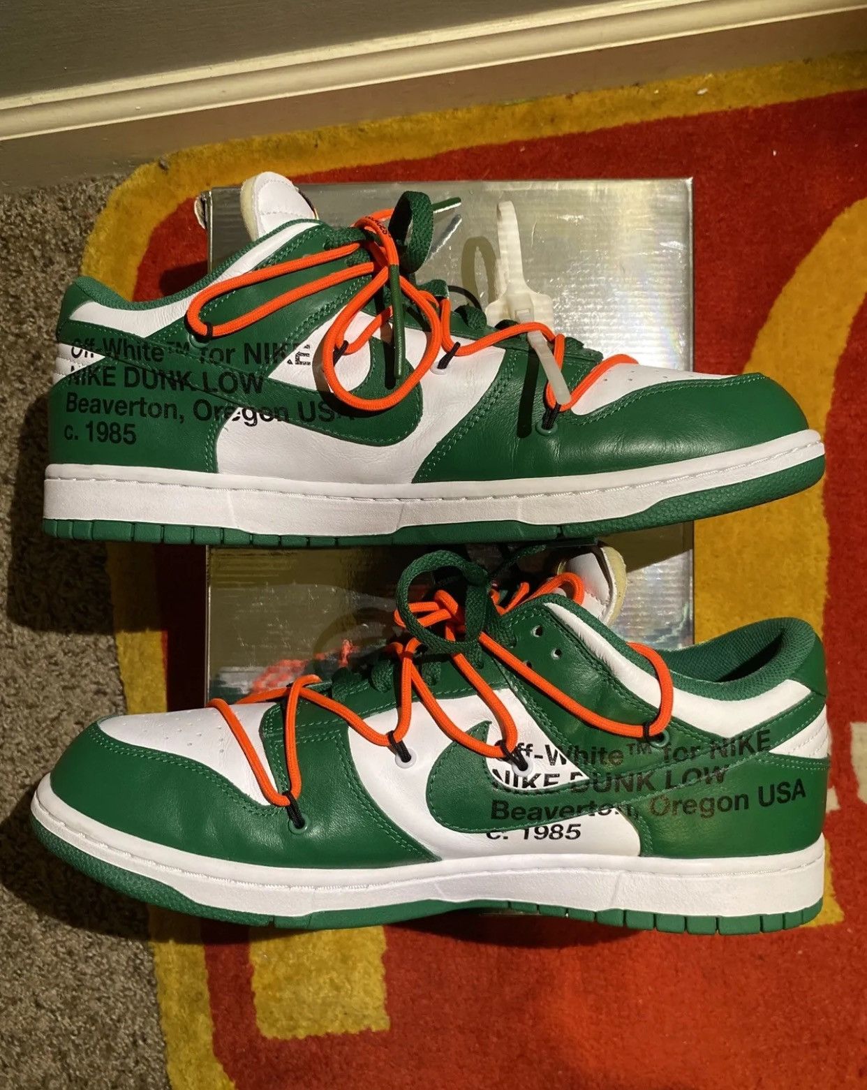 Nike Nike Dunk Low x OFF-WHITE Pine Green Size US 13 / EU 46 - 10 Thumbnail