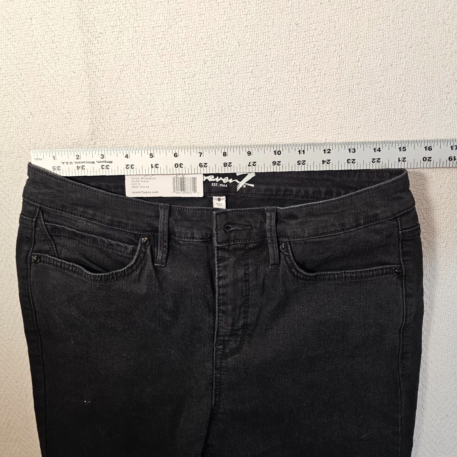 Vintage Seven7 Jeans Women's High Rise Skinny 5 Pockets Black Size 8 Size 30" / US 8 / IT 44 - 5 Thumbnail