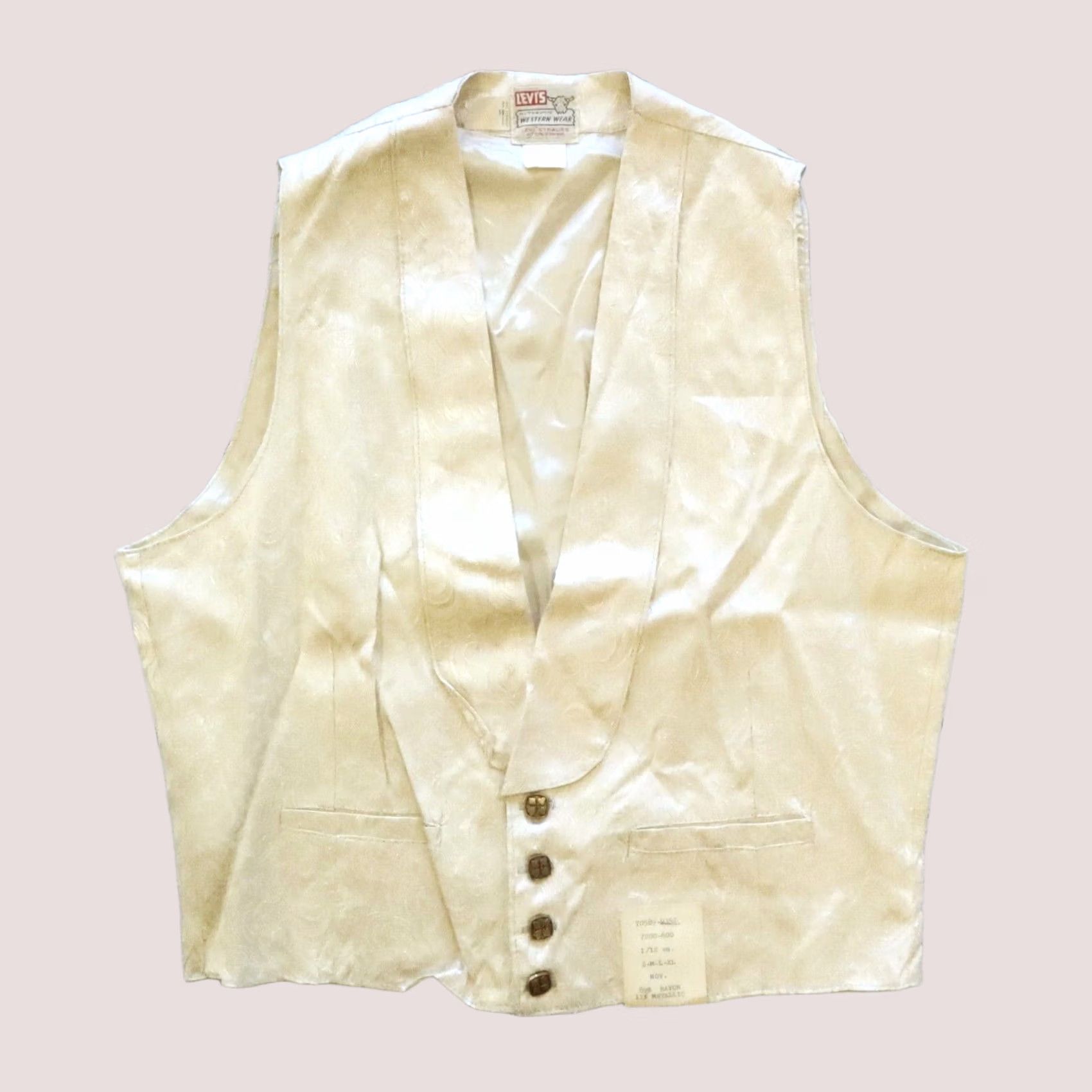 Levi's Vintage Levis Vest Short Horn Western Wear Vest M White 60s Deadstock Pre-owned Mens Size US 31 - 1 Thumbnail