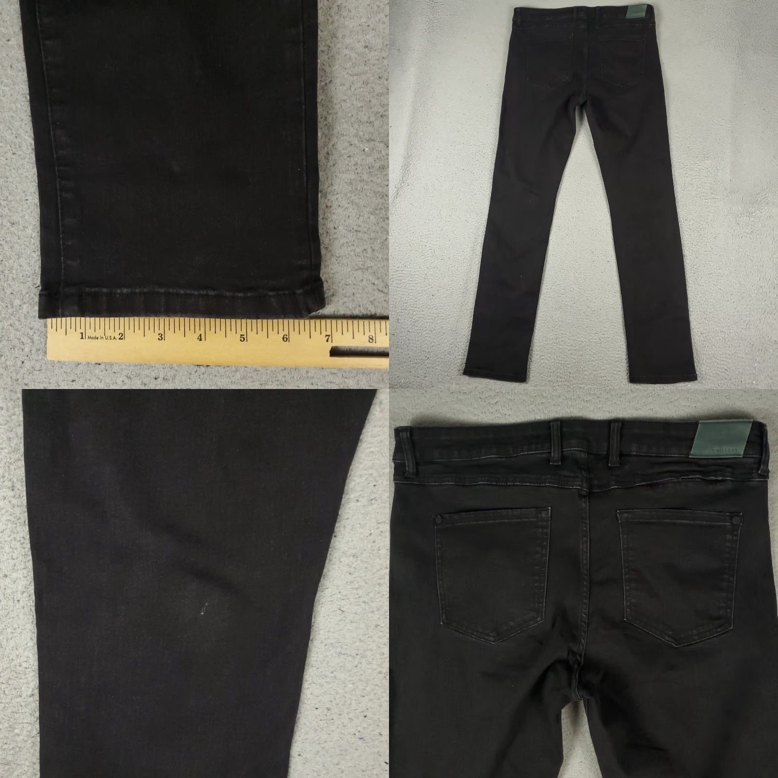 Denime Twillory Jeans Mens 36x34 Black Slim Fit 5 Pocket Denim Pants Jeans Size US 36 / EU 52 - 8 Thumbnail
