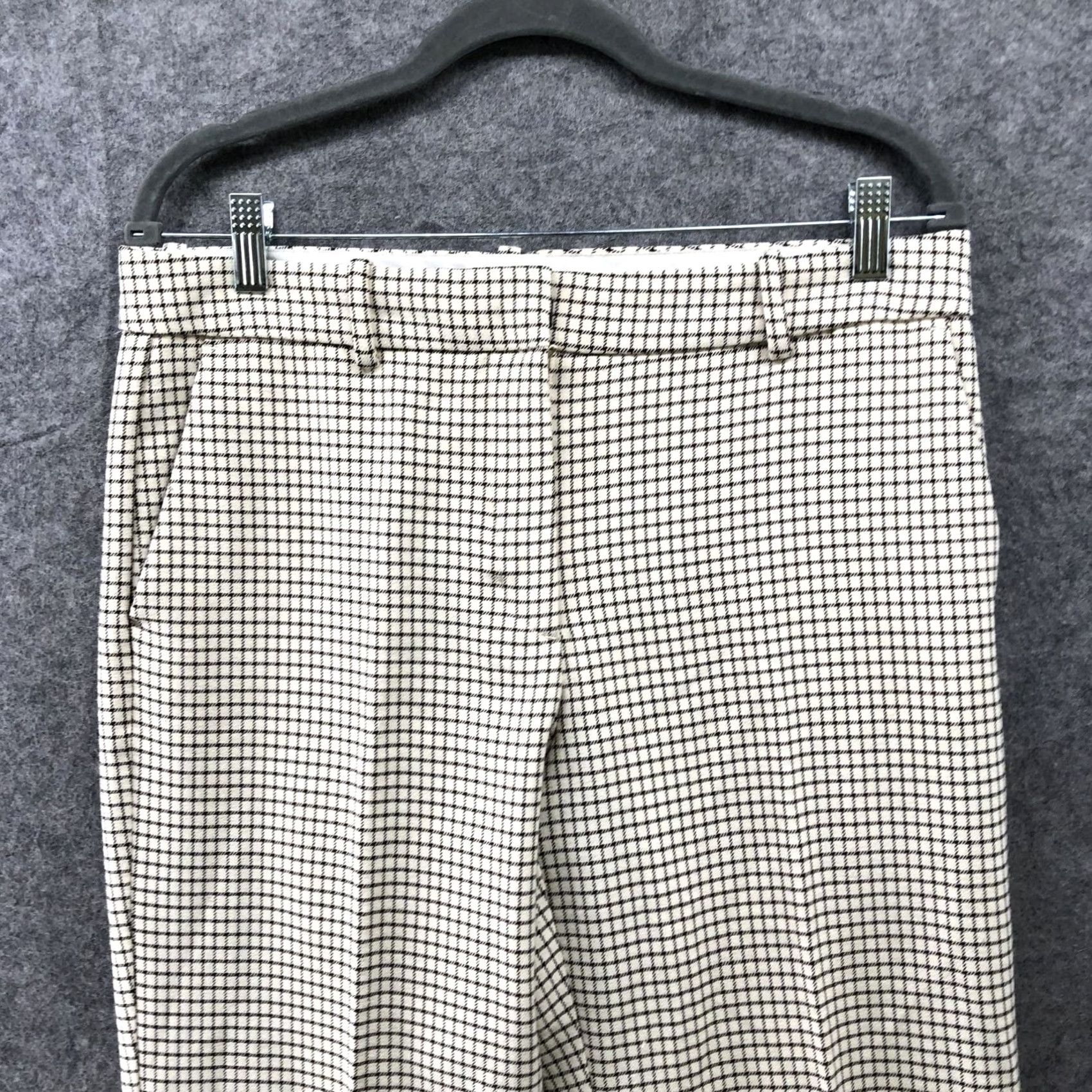 Zara Zara Women's Cropped Wide-Leg Dress Pant M Cream Grid Plaid High Rise Cropped Trouser Dress Pant Office Workwear Size 32" / US 10 / IT 46 - 3 Thumbnail