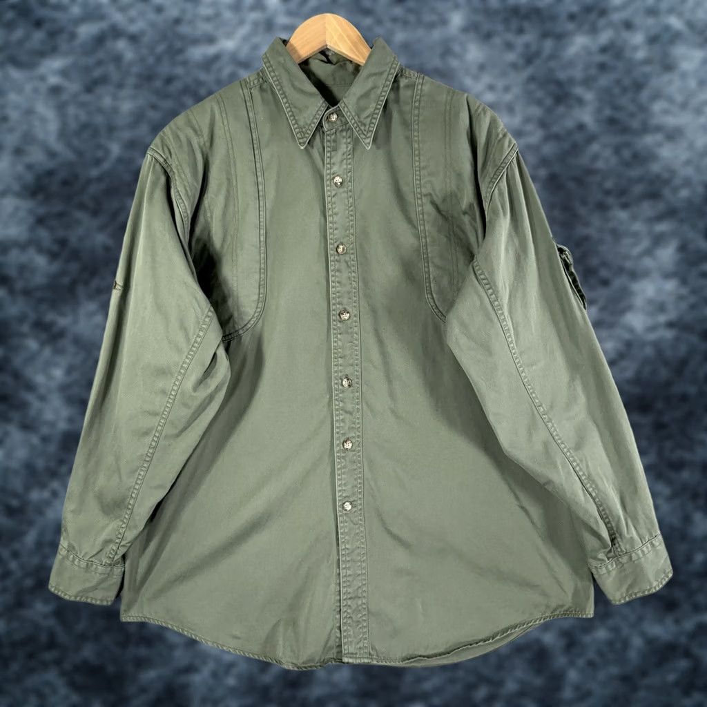 Vintage VINTAGE Woolrich Shirt Mens Button-Up Long Sleeve Olive Green 90s Hunting Military Outdoor Rugged Utility Large L Size US L / EU 52-54 / 3 - 1 Thumbnail