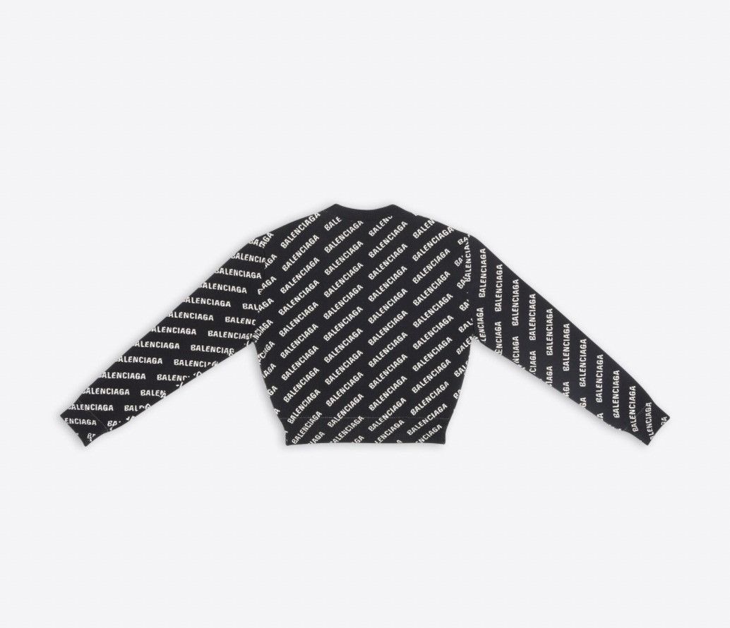 Balenciaga o1s1wg110225 Mini Allover Logo Sweater in Black Size US L / EU 52-54 / 3 - 2 Thumbnail