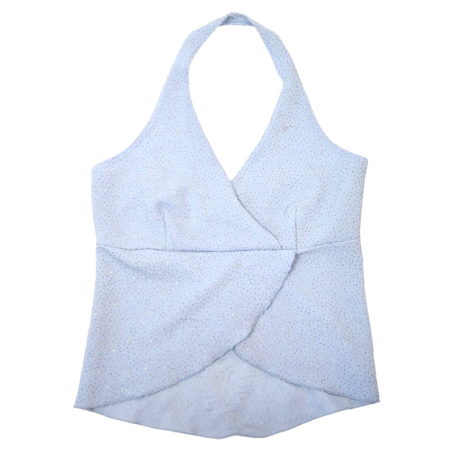 Vintage VINTAGE Rave Tank Top Halter Glitter Silver Light Blue 90s Y2K Party/Cocktail Womens L Sleeveless Women's Size L / US 10 / IT 46 - 2 Thumbnail