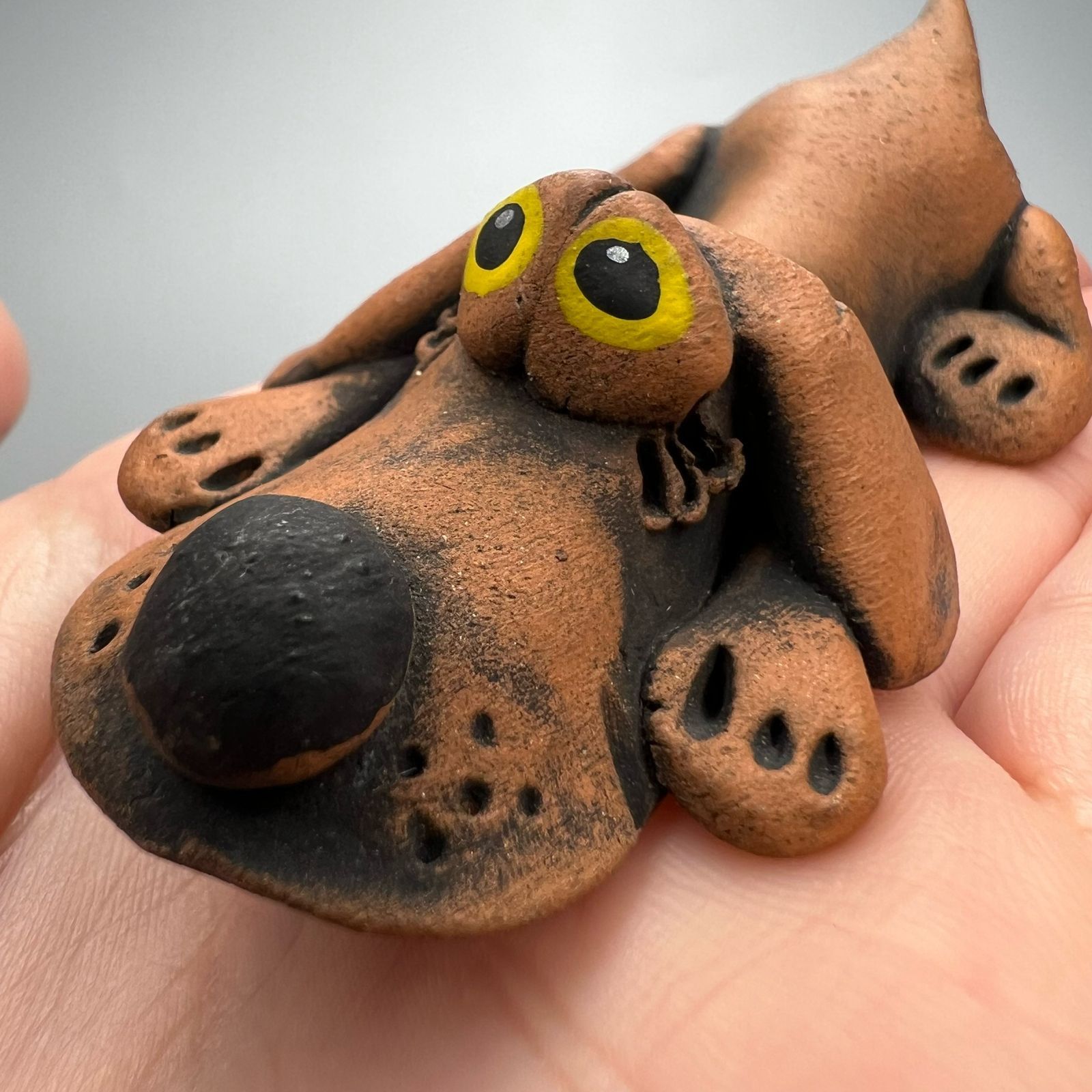 Vintage Vintage Small Dog Figurine Brown Ceramic Handmade Size ONE SIZE - 2 Thumbnail