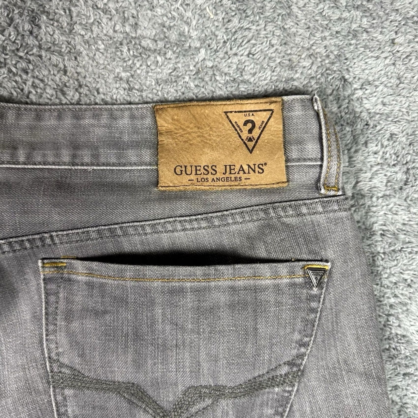 Guess VINTAGE GUESS Jeans Mens 38 Gray Lincoln 38x30 Premium Slim Straight Y2K Grunge 90s Raw Wash Size US 38 / EU 54 - 6 Thumbnail