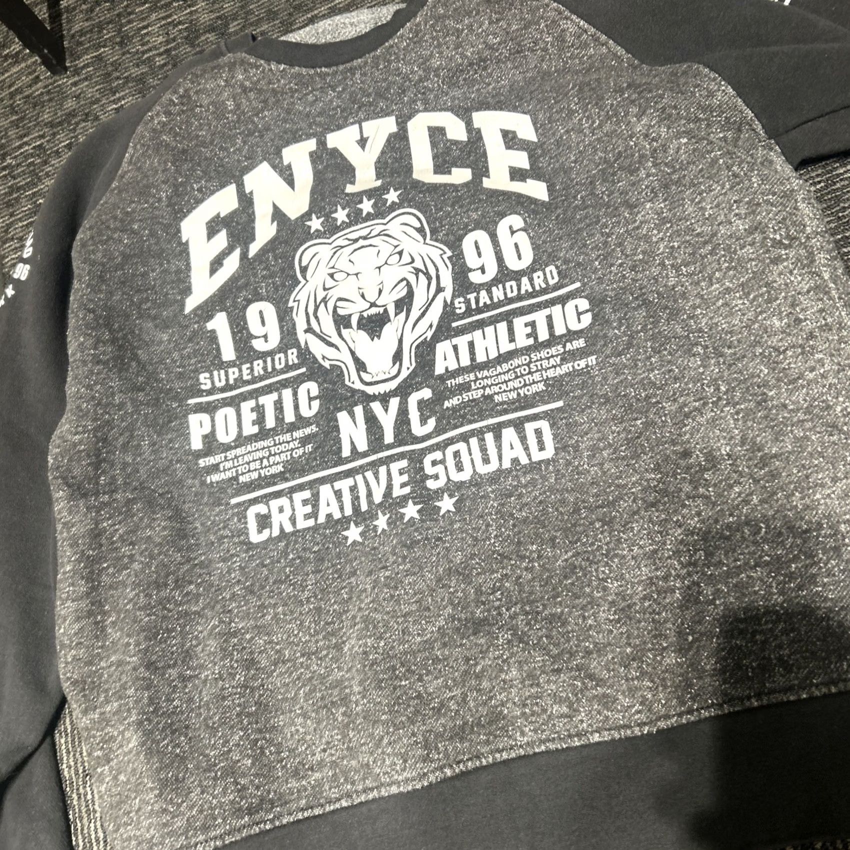 Enyce VINTAGE enyce Sweatshirt 3XL Men Gray Hip Hop Pullover Poetry Athletic Shirt Size US XXL / EU 58 / 5 - 7 Thumbnail