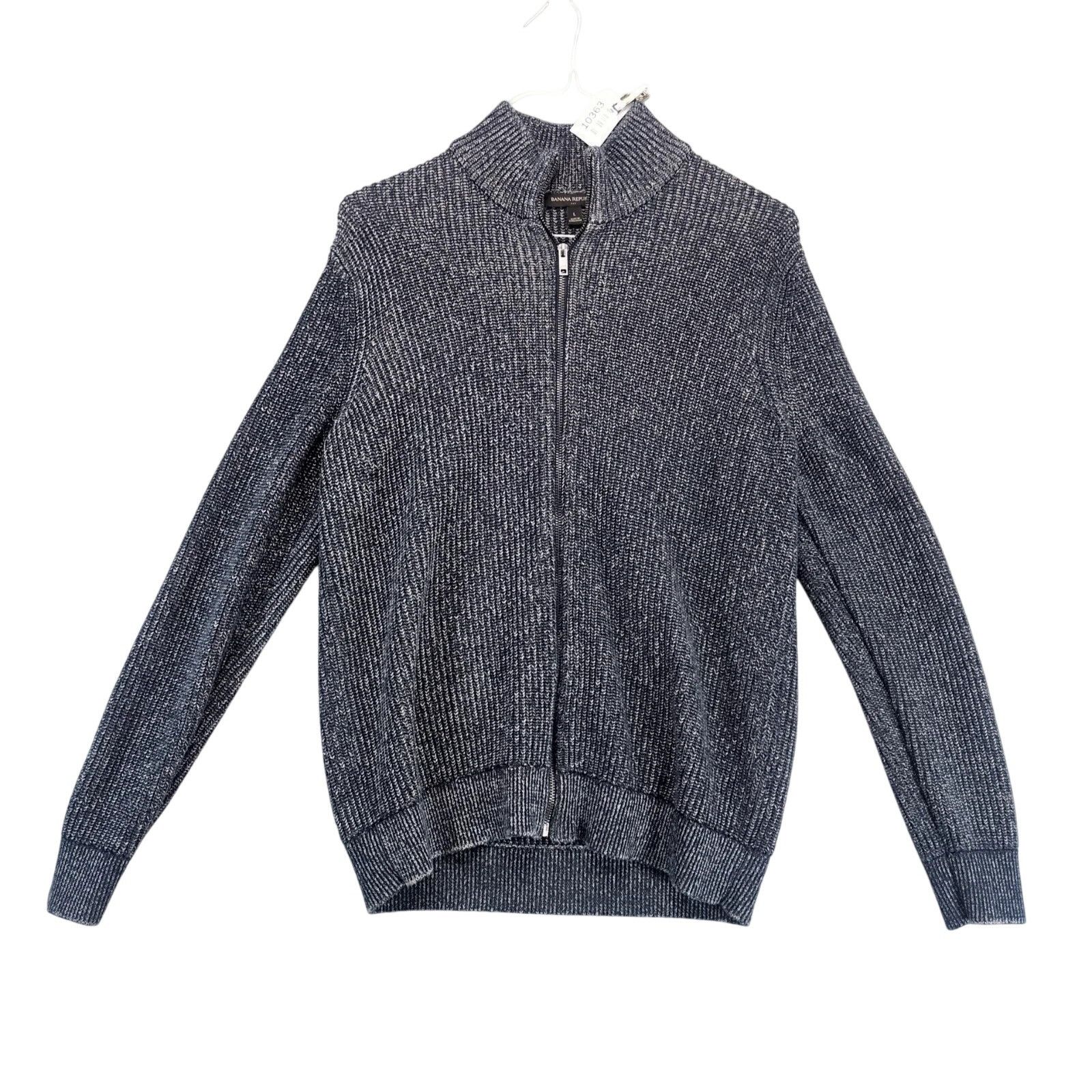 Banana Republic Banana Republic Full Zip Knit Navy Sweater Men's L Mock Neck Size US L / EU 52-54 / 3 - 1 Thumbnail