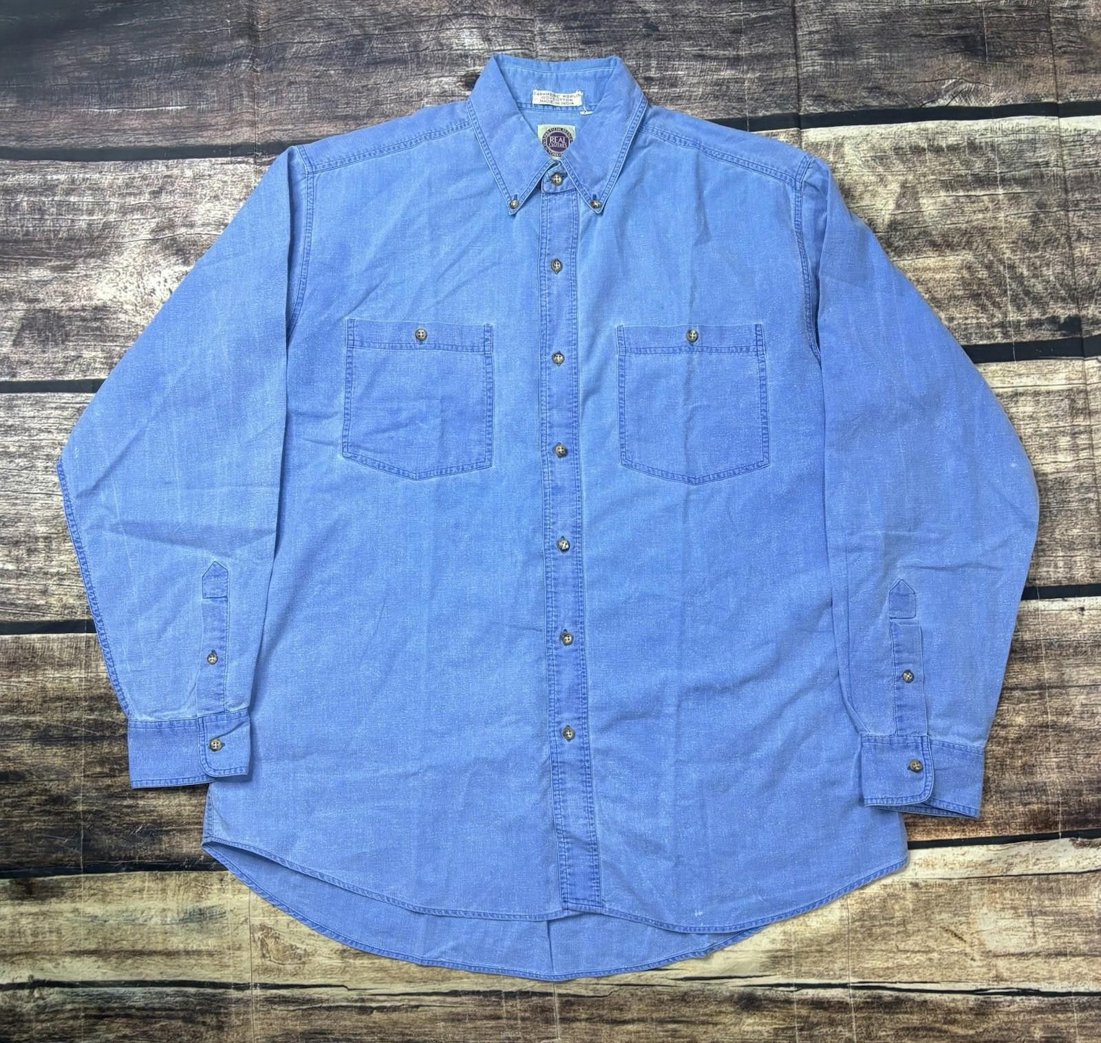 Saks Fifth Avenue 90s Saks Fifth Avenue Real Clothes Shirt Men XL Denim Poplin Size US XL / EU 56 / 4 - 1 Thumbnail