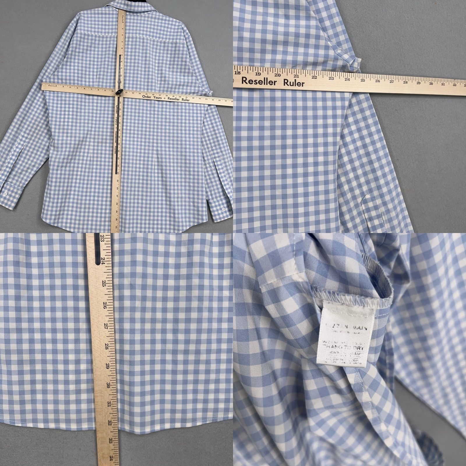 Mizzen+Main Mizzen Main Shirt Mens 2XL Blue White Gingham Stretch Trim Fit Button Up Preppy Size US XXL / EU 58 / 5 - 8 Thumbnail