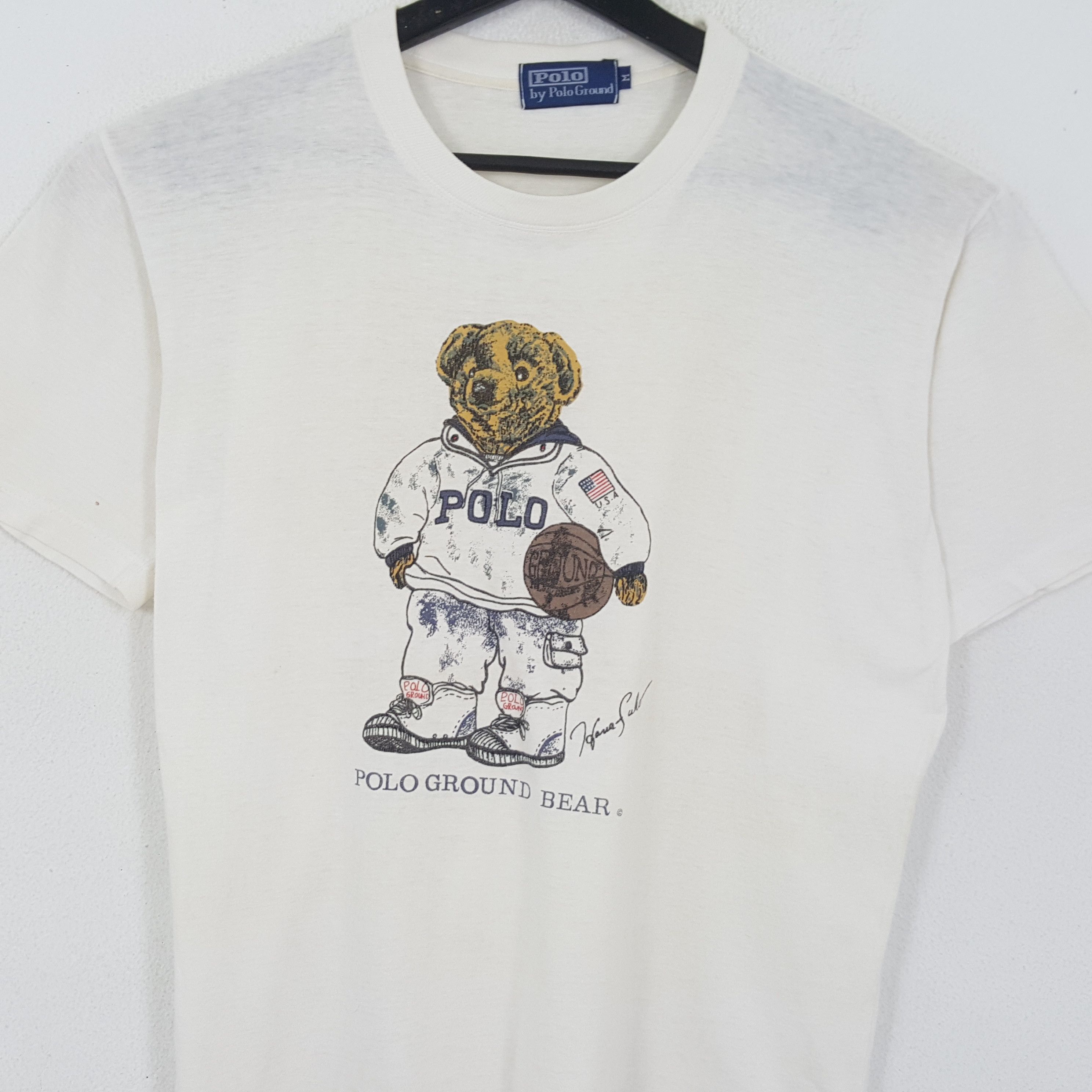 Polo Ralph Lauren × Vintage POLO GROUND BEAR Center Logo Design Tshirt Size US M / EU 48-50 / 2 - 2 Thumbnail