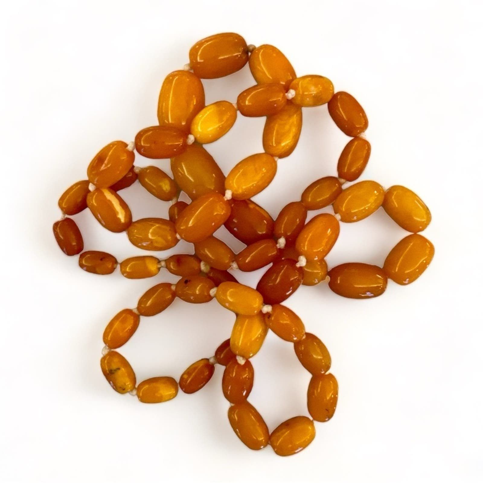 image of Vintage Natural Baltic Amber Beaded Necklace 18G in Yellow, Women's