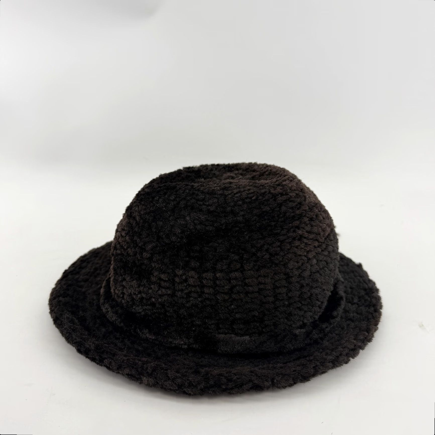 MCM VINTAGE 60s 70s Italian Knit Bucket Hat Cloche Italy Chlorvinyl MCM Astrakan Brown Womens One Size Knit Choc Brown Accent Bow Fall Winter Size ONE SIZE - 4 Thumbnail
