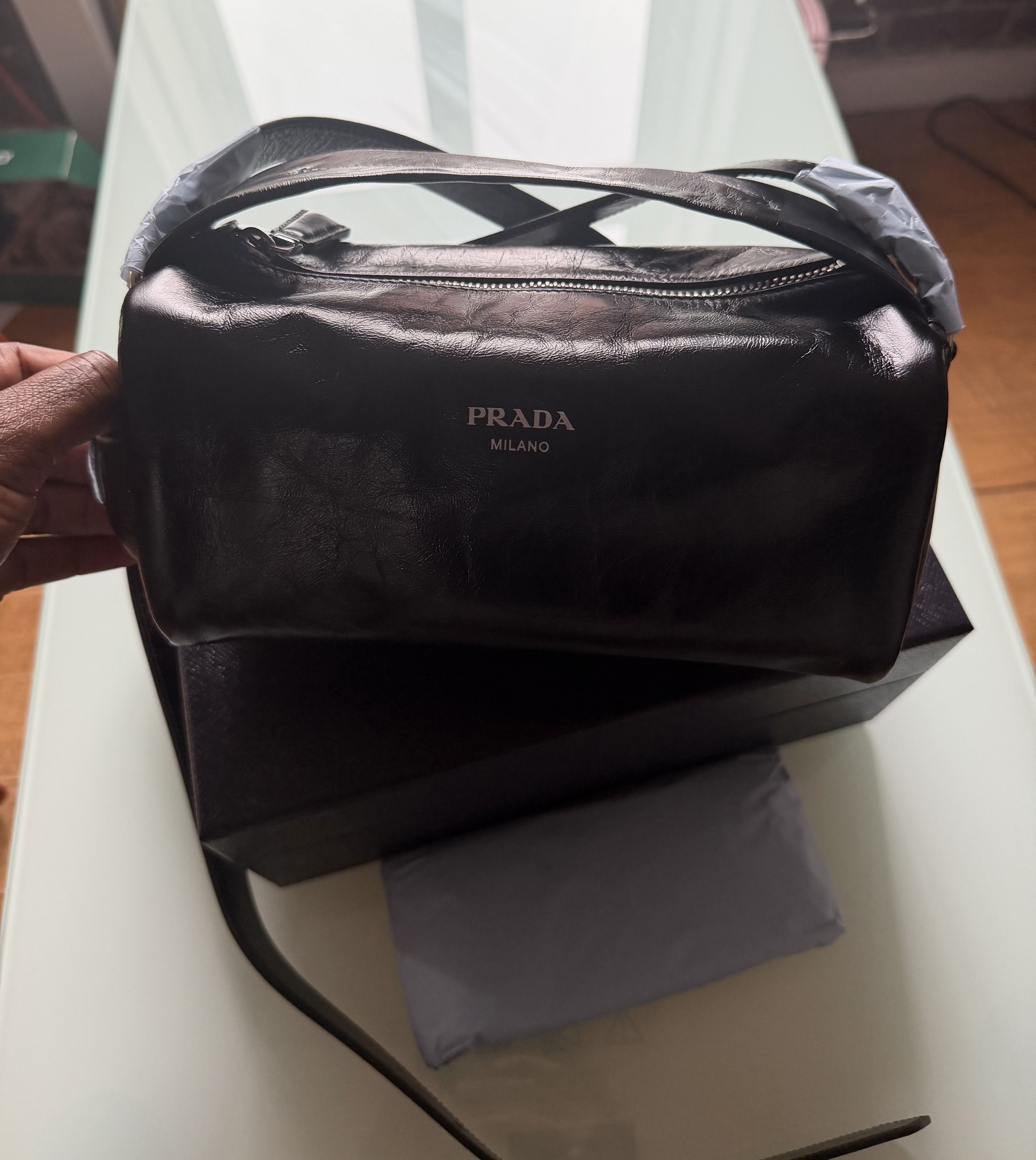 Prada Prada Black Leather Shoulder Bag MSRP $2,550 Size ONE SIZE - 11 Thumbnail