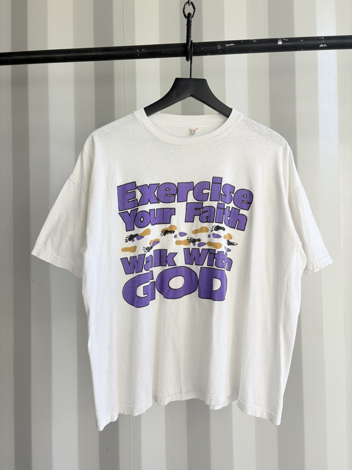Vintage Vintage Walk With God Shirt Distressed Faded Grunge Band Size US XL / EU 56 / 4 - 1 Thumbnail