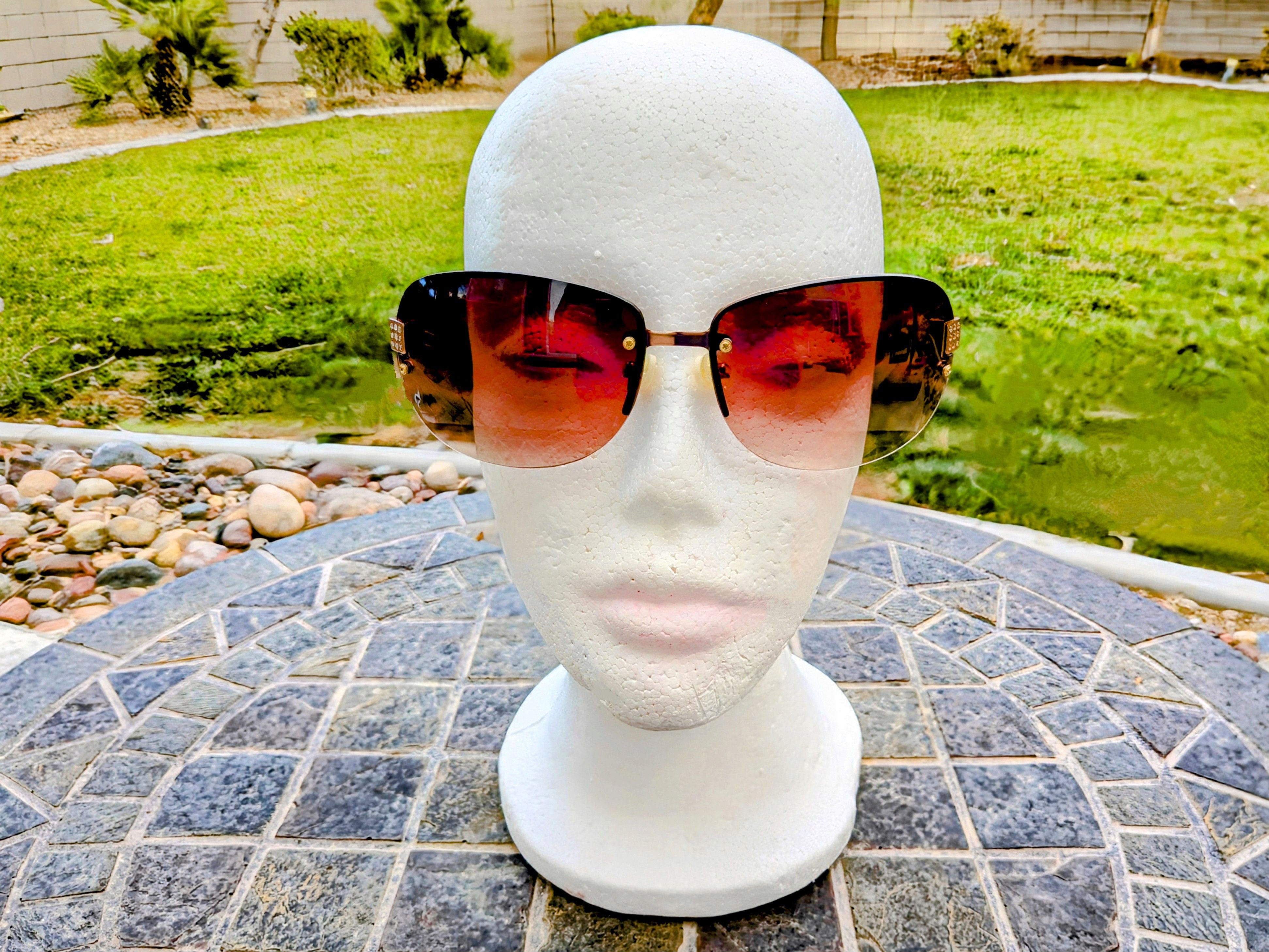 Designer Women's Tortoise Shell Rimless Large Rhinestone Sunglasses Size ONE SIZE - 1 Thumbnail