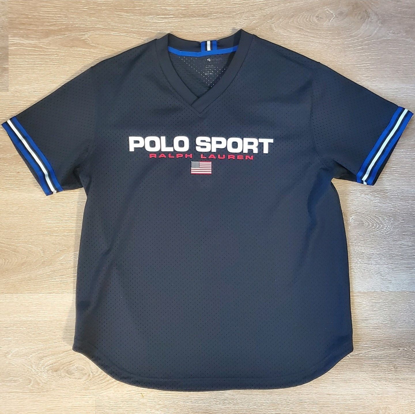 Polo Ralph Lauren POLO SPORT Ralph Lauren Mesh V-Neck Jersey Shirt Black Roya Size US XL / EU 56 / 4 - 3 Thumbnail