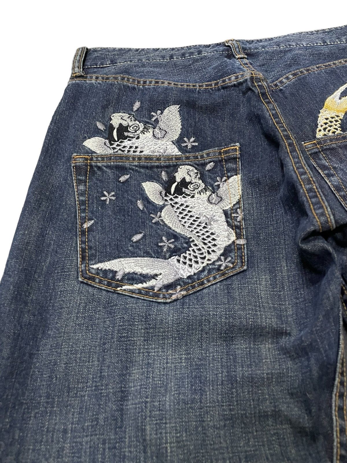 Red Monkey × Samurai Jeans Sukajan Yakuza Embroidered Traditional Japanese Tattoo Jeans Size US 30 / EU 46 - 9 Thumbnail