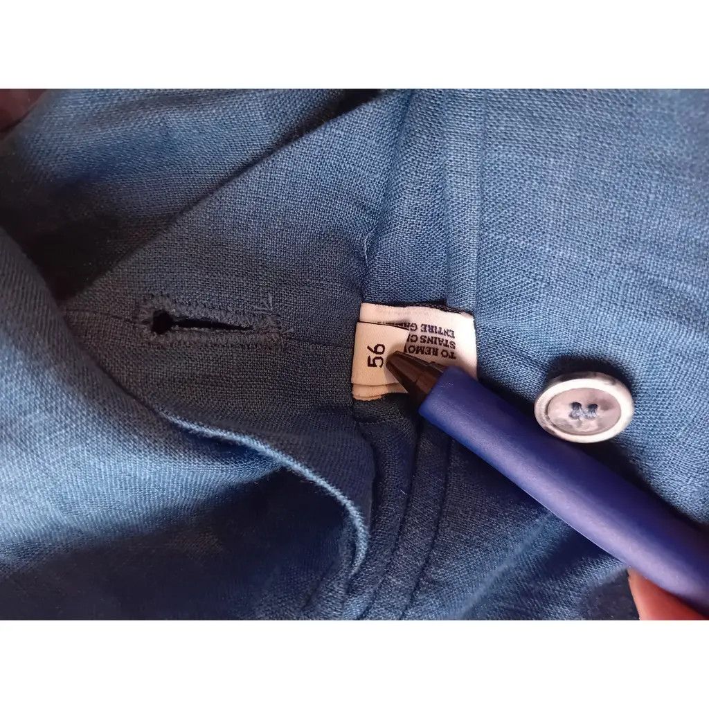 Fedeli FEDELI Blue Linen Single-Breasted Blazer - Size 56 Size 54R - 3 Thumbnail