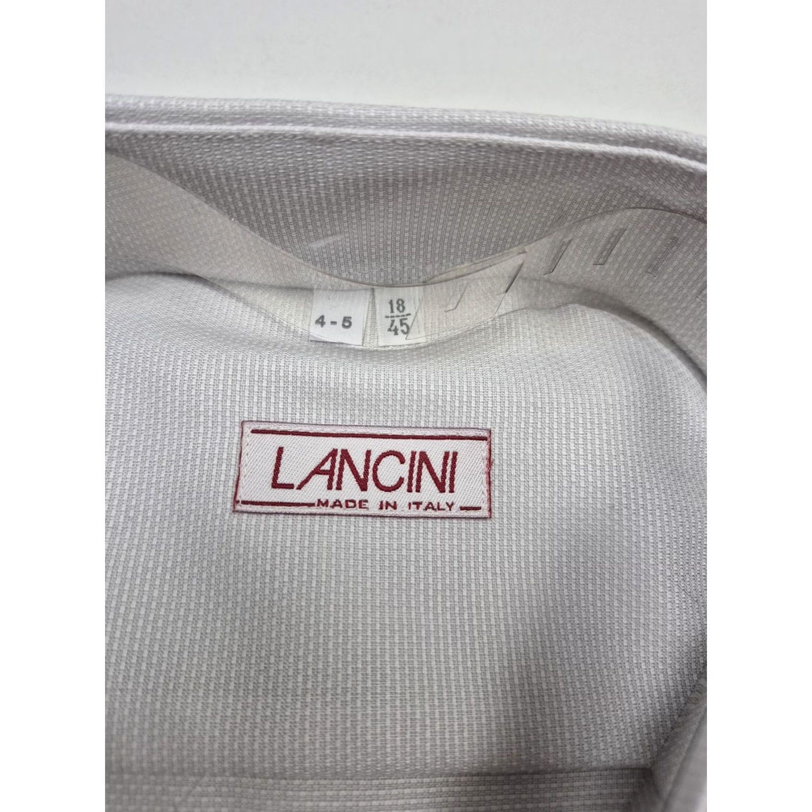 Vintage Lancini Dress Shirt Mens 18 White Solid 100% Cotton Made Italy Long Sleeve Mens Size 48R - 2 Thumbnail