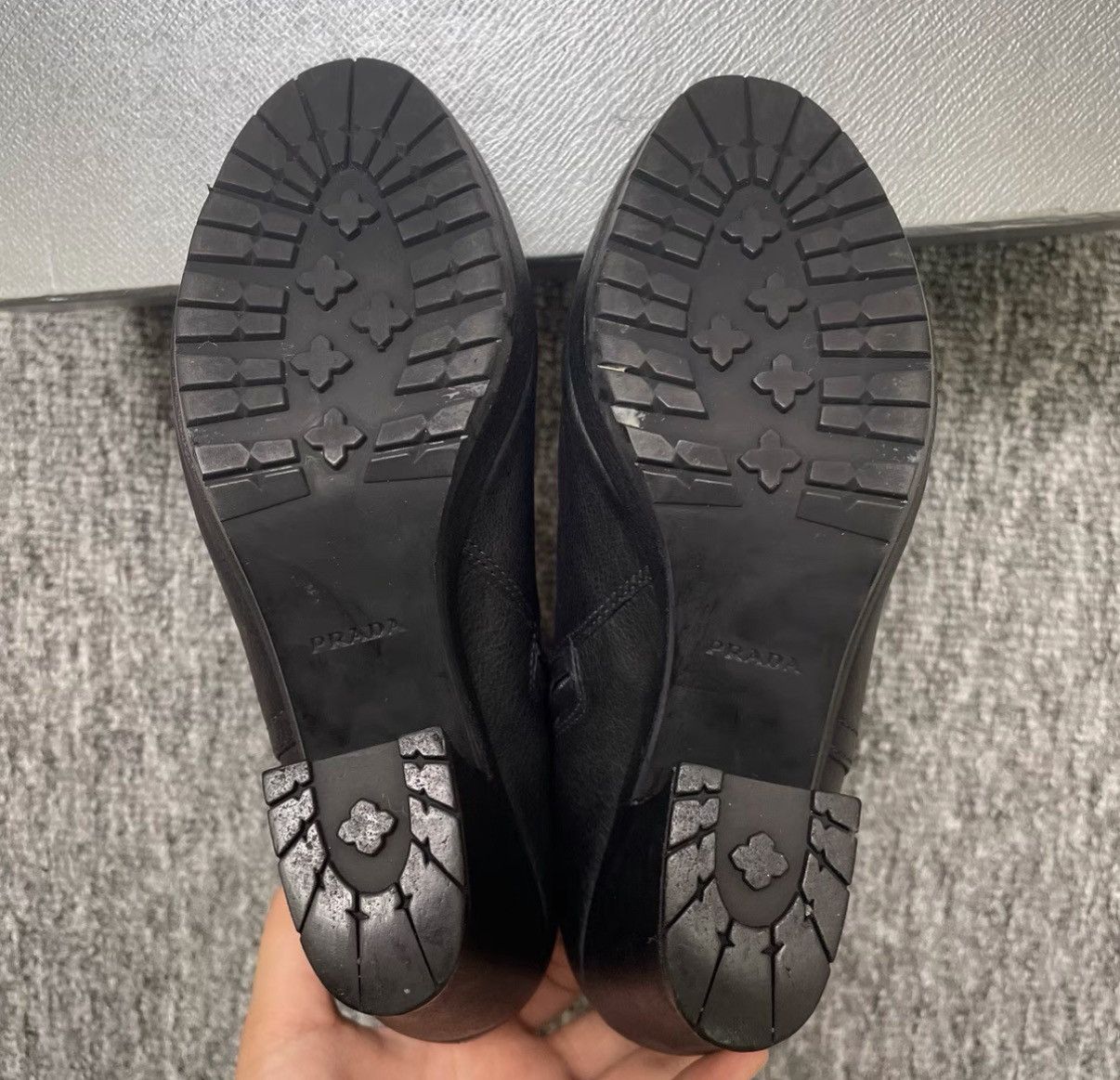 Prada Prada Black Round Toe Block Heel Ankle Boots K12 Size US 5.5 / IT 35.5 - 4 Thumbnail