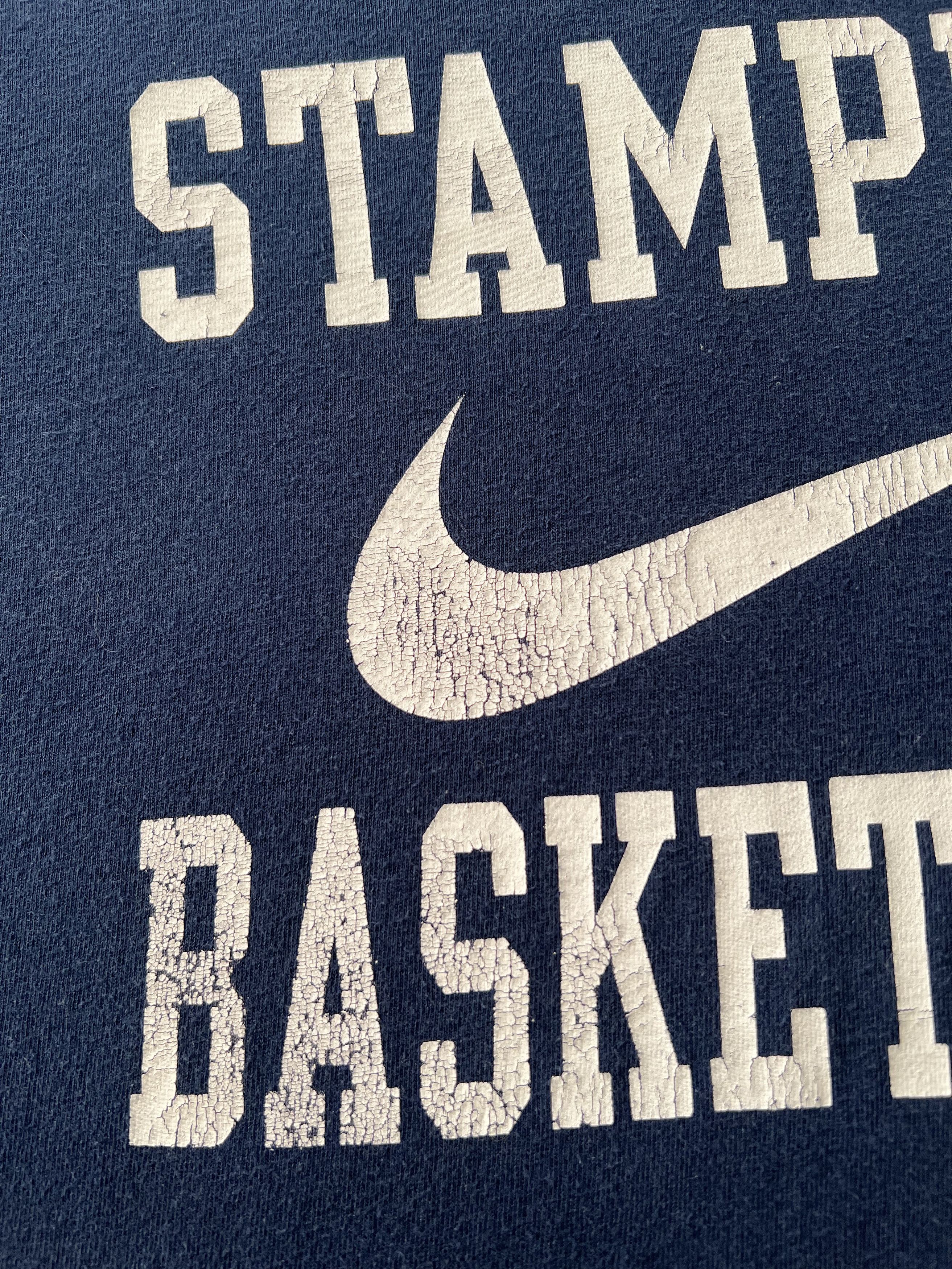 Nike × Vintage Vintage 90s Nike Stampede Basketball Streetwear Navy Tee Size US S / EU 44-46 / 1 - 4 Thumbnail