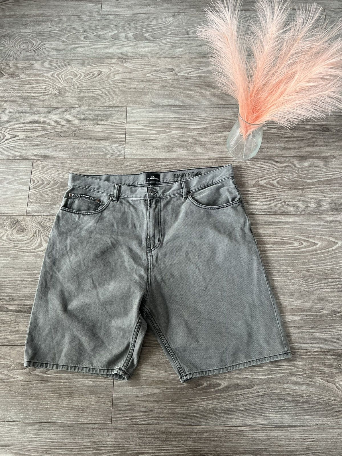 Quiksilver Archival Sk8 Quicksilver Opium Gray Baggy Jeans Shorts Size US 40 / EU 56 - 4 Thumbnail