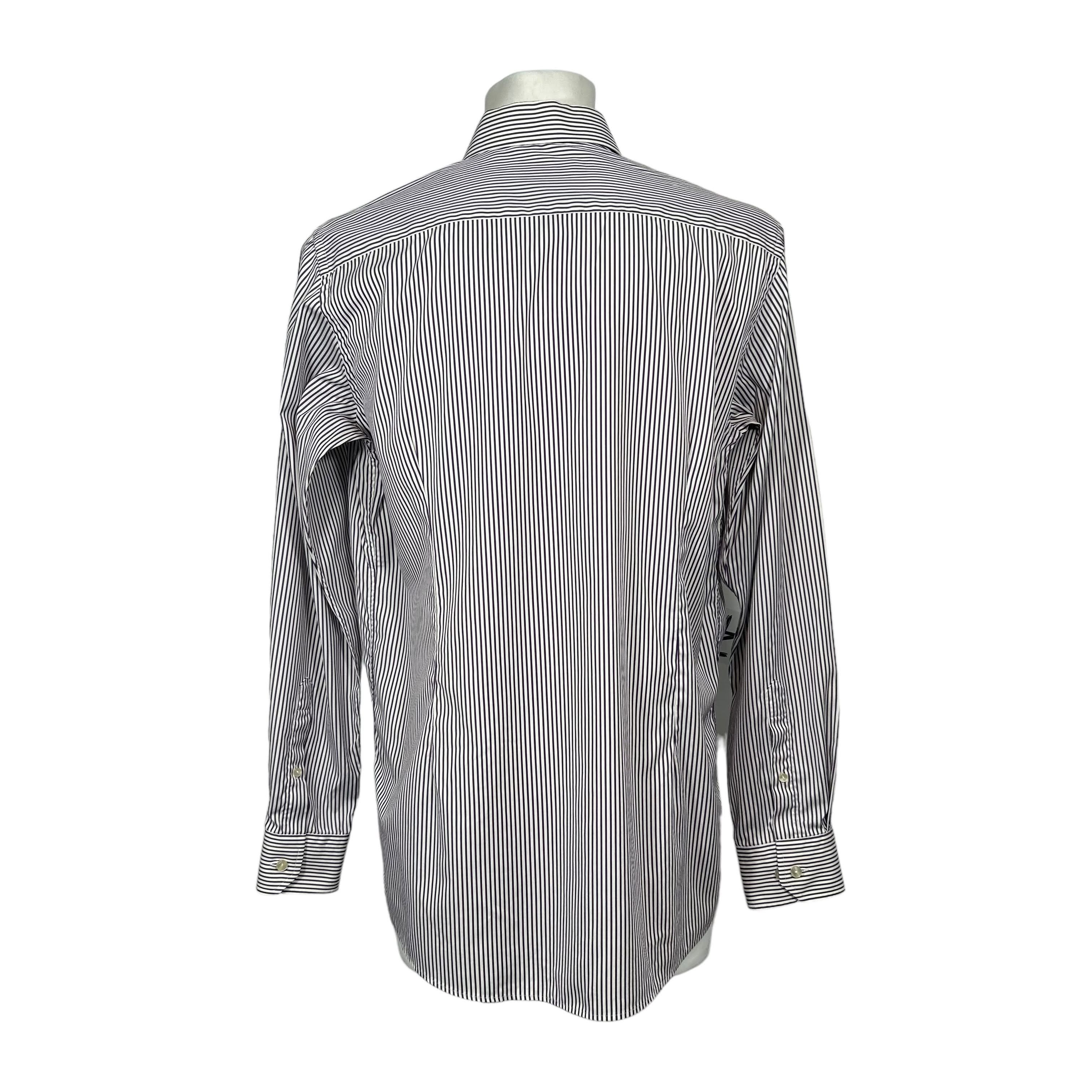 Eton Eton Contemporary Fit Purple White Striped Shirt Floral 16.5 Size 40R - 2 Thumbnail