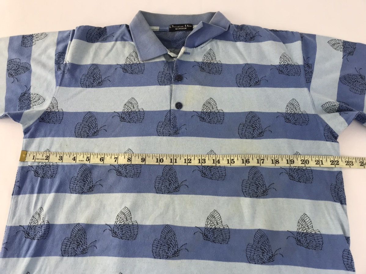Christian Dior Monsieur 90s Christian Dior Monsieur Striped Butterfly Blue Polo Tee Size US XL / EU 56 / 4 - 8 Thumbnail