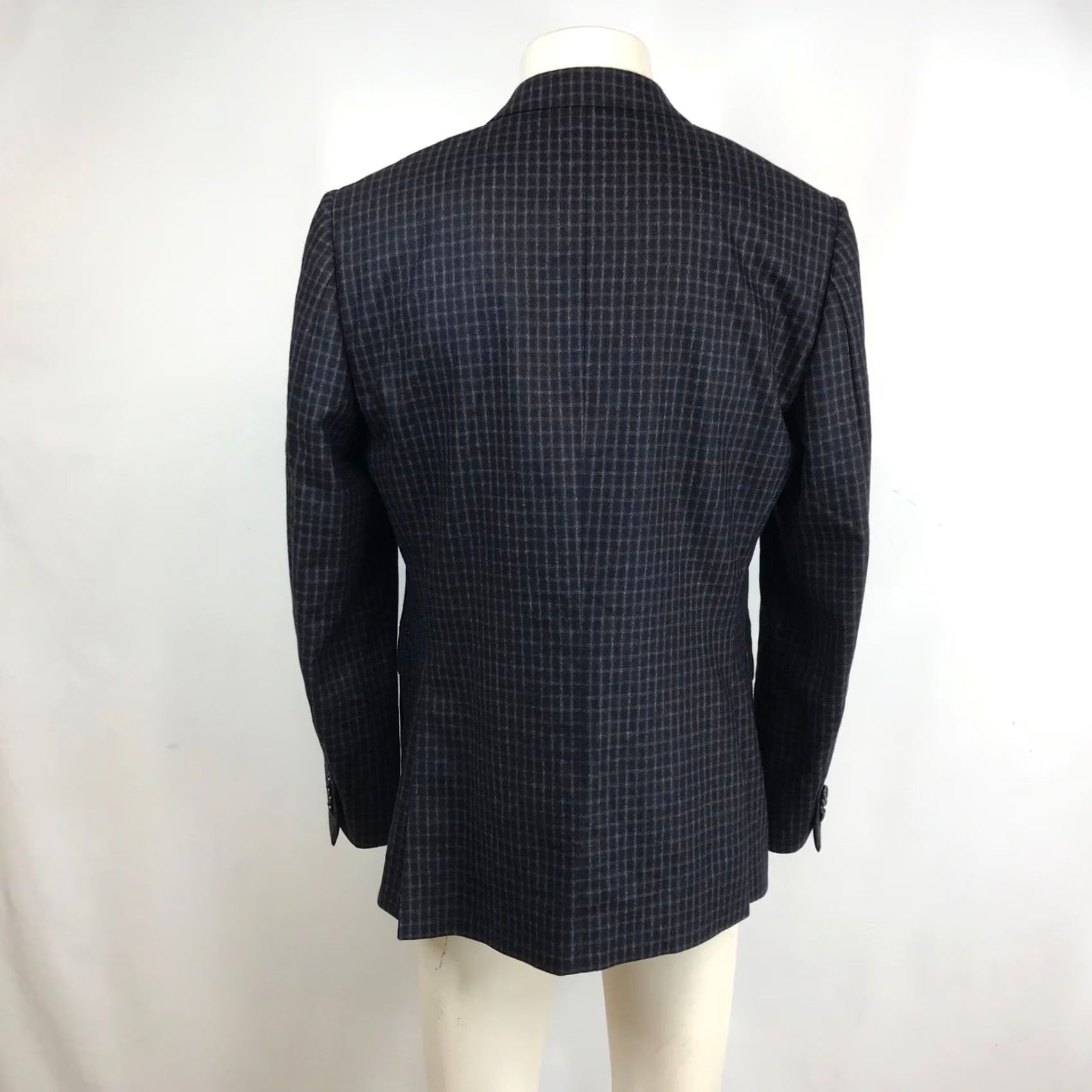 Z Zegna Z Zegna Navy Grey Wool Blazer Jacket Drop 7 Slim-Style Double-Vented Notch Lapel Two-Button 50 Regular Men’s Small-Pattern Blazer Cardigan? Size 50R - 5 Thumbnail