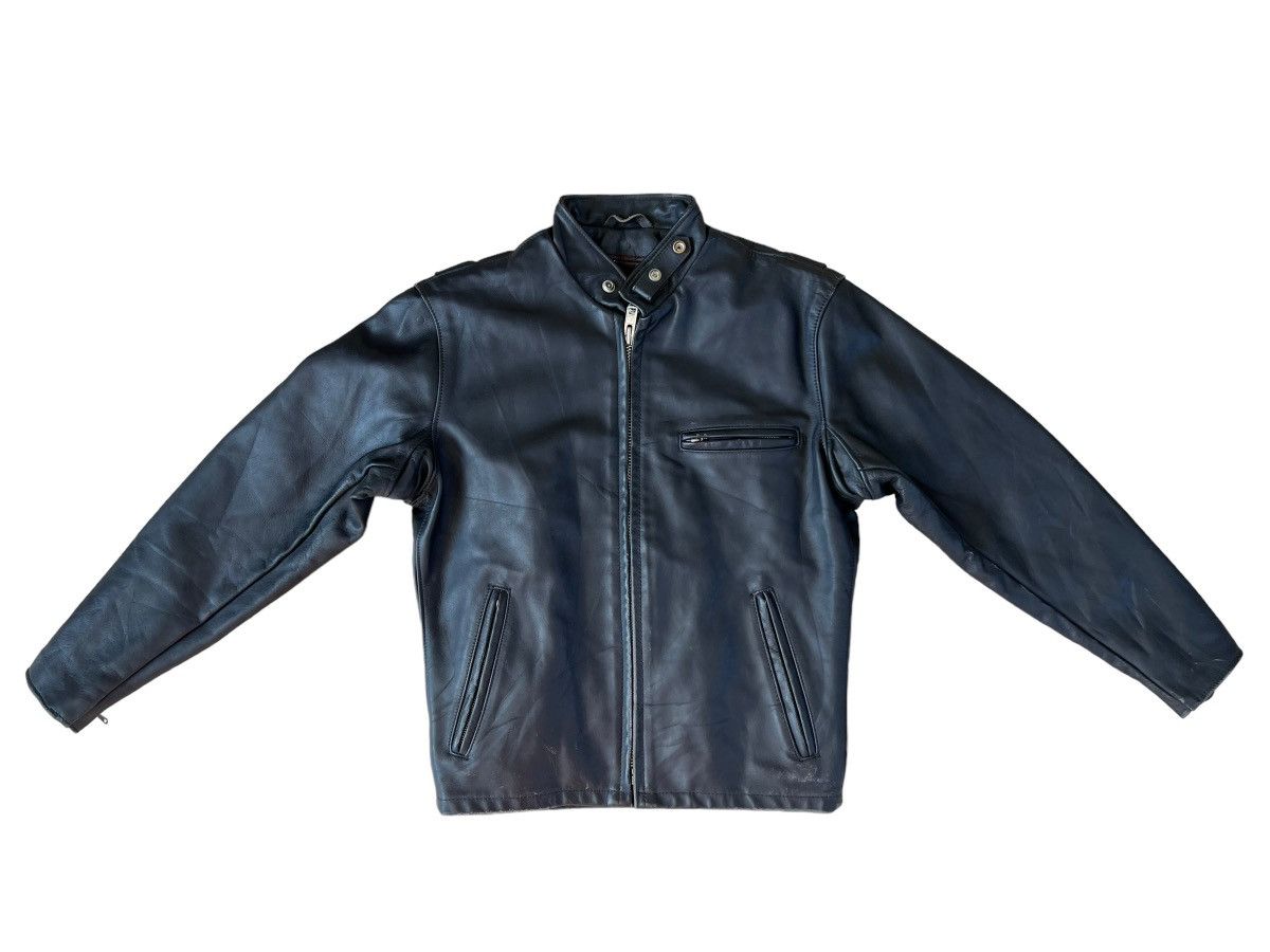 image of Leather Jacket x Schott Vintage Schott N.y.c. Lined Black Leather Cafe Racer Jacket (Size Medium)